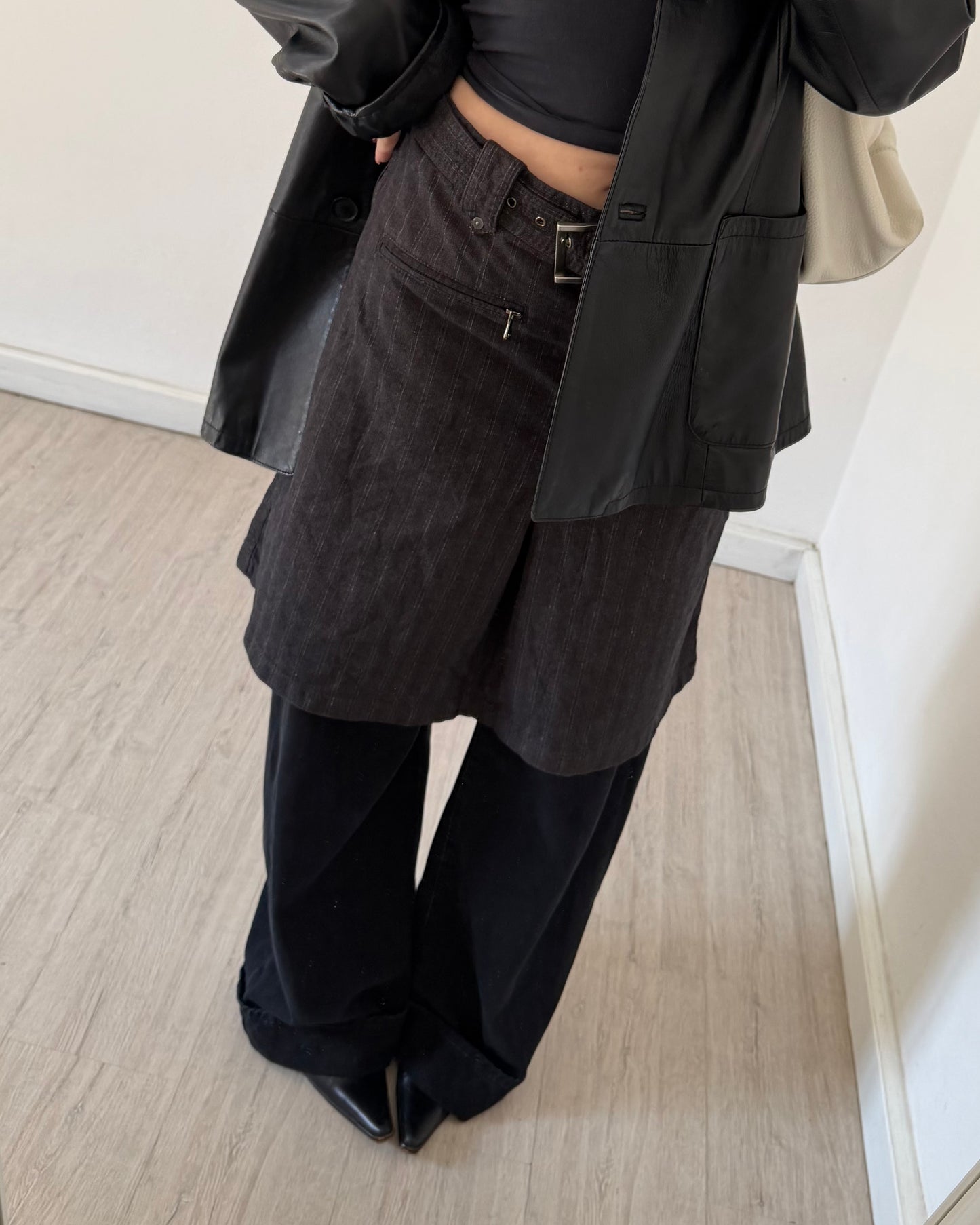 Y2k pinstripe midi skirt