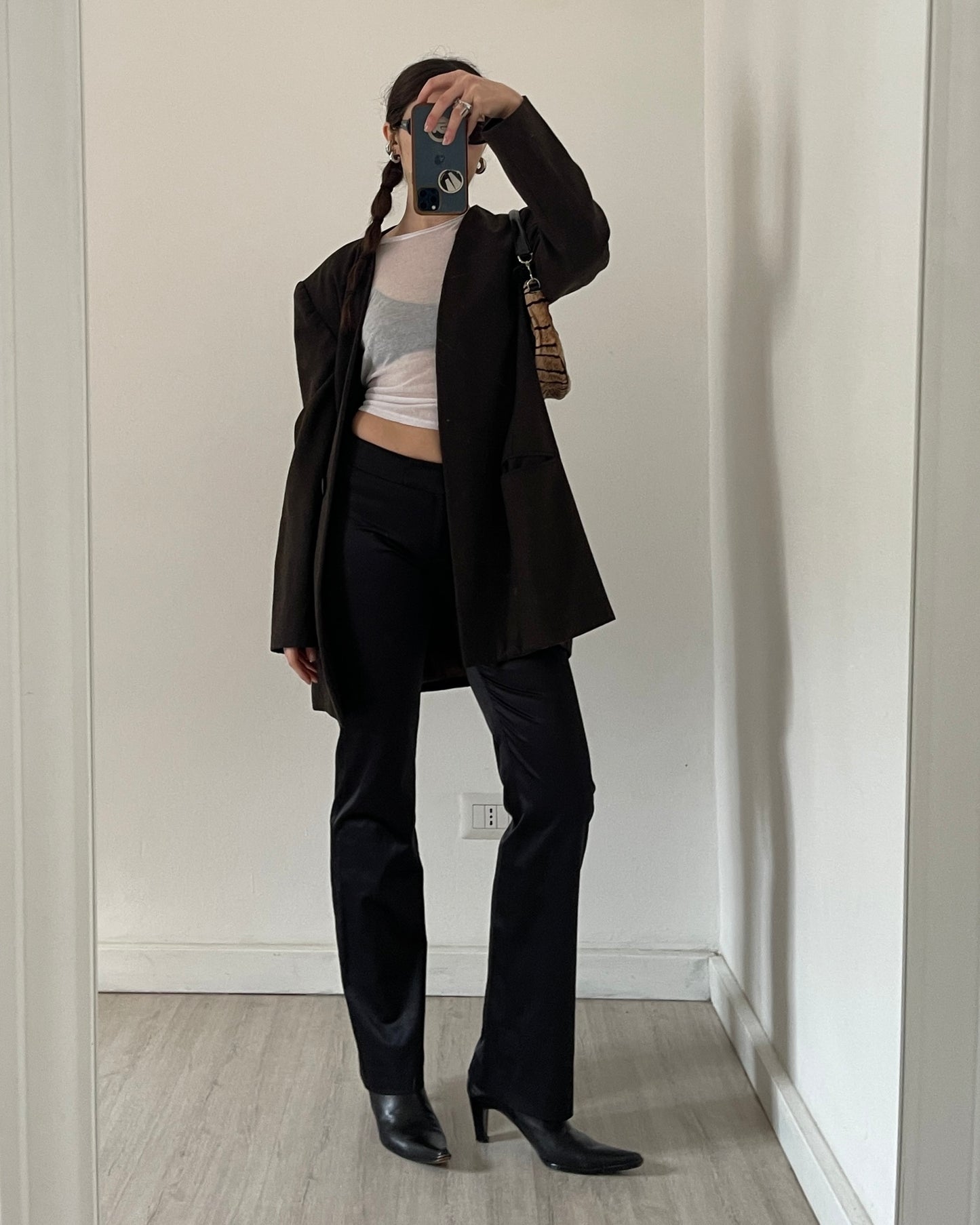 Satin bootcut trousers