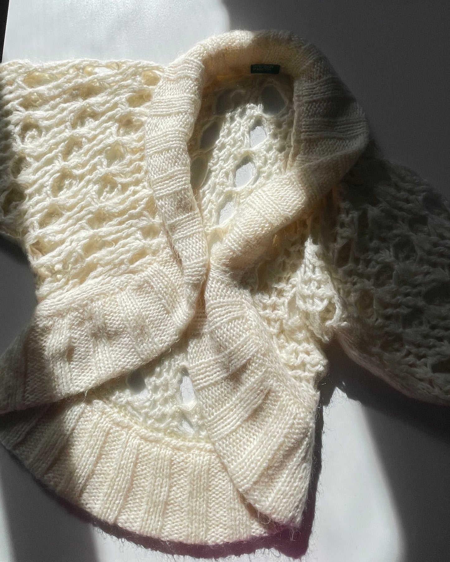 Openwork chunky wool cardigan