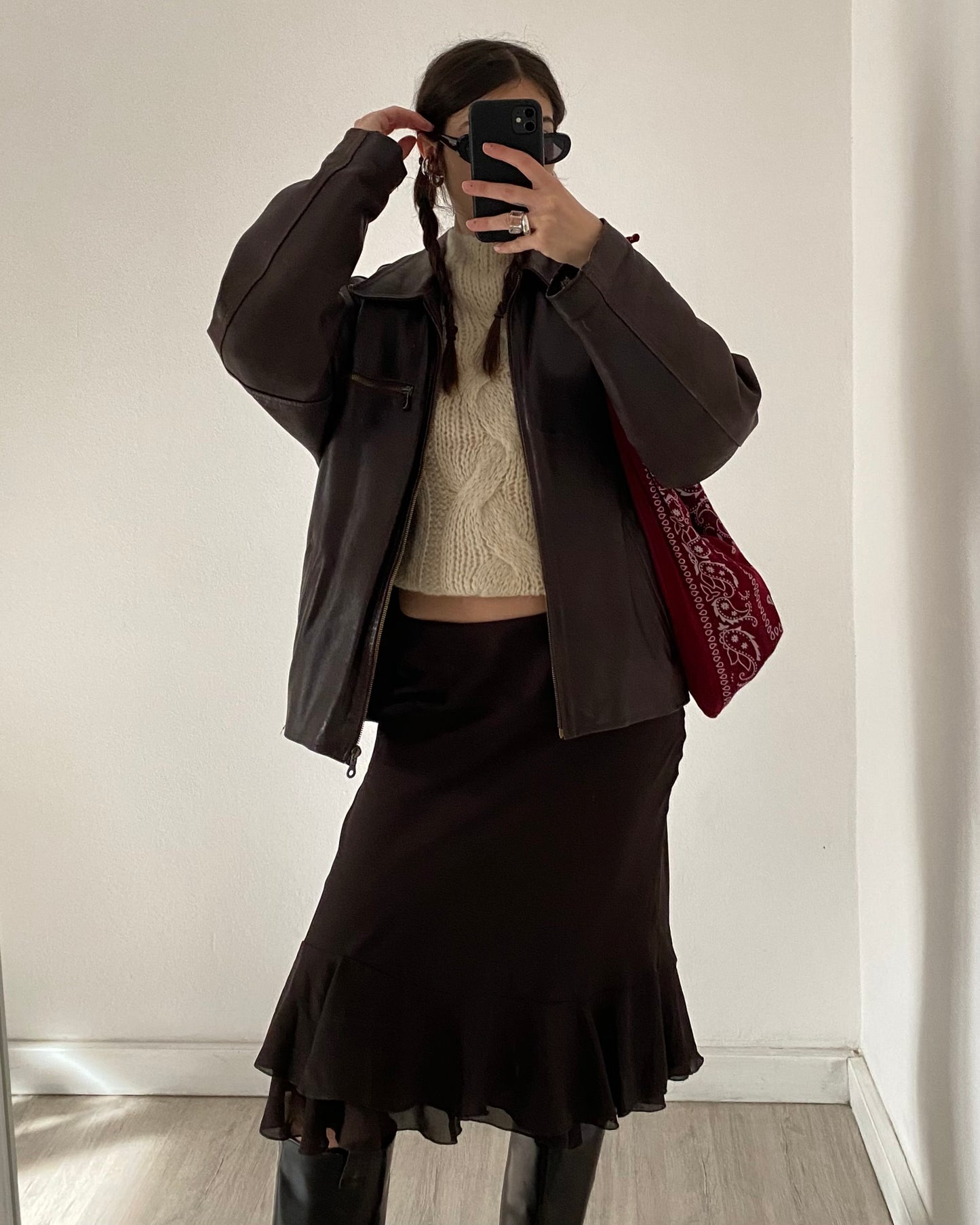 Brown midi skirt