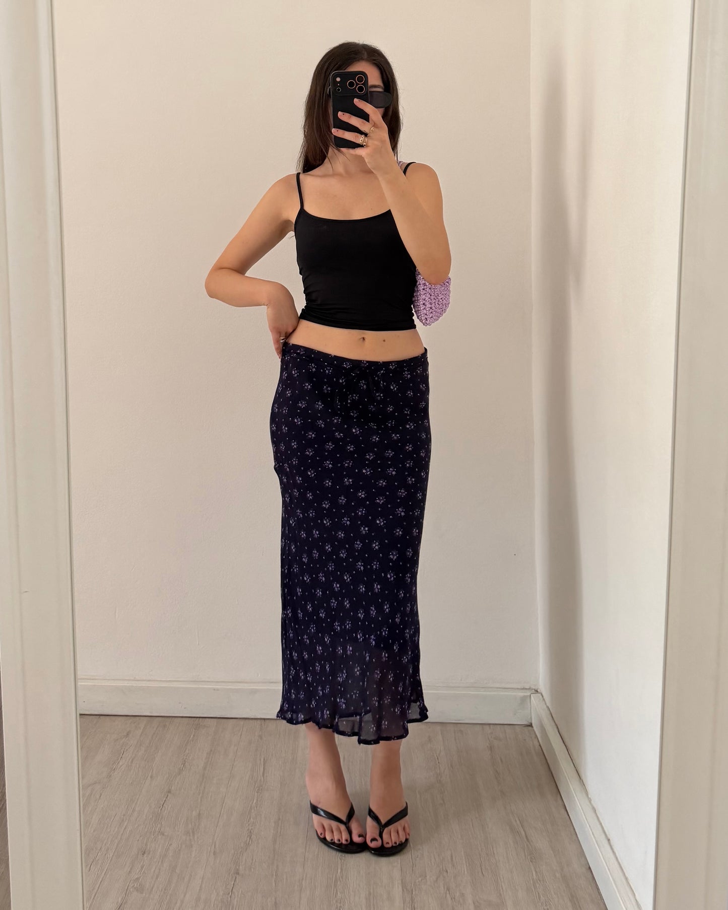00s ditsy floral longuette skirt