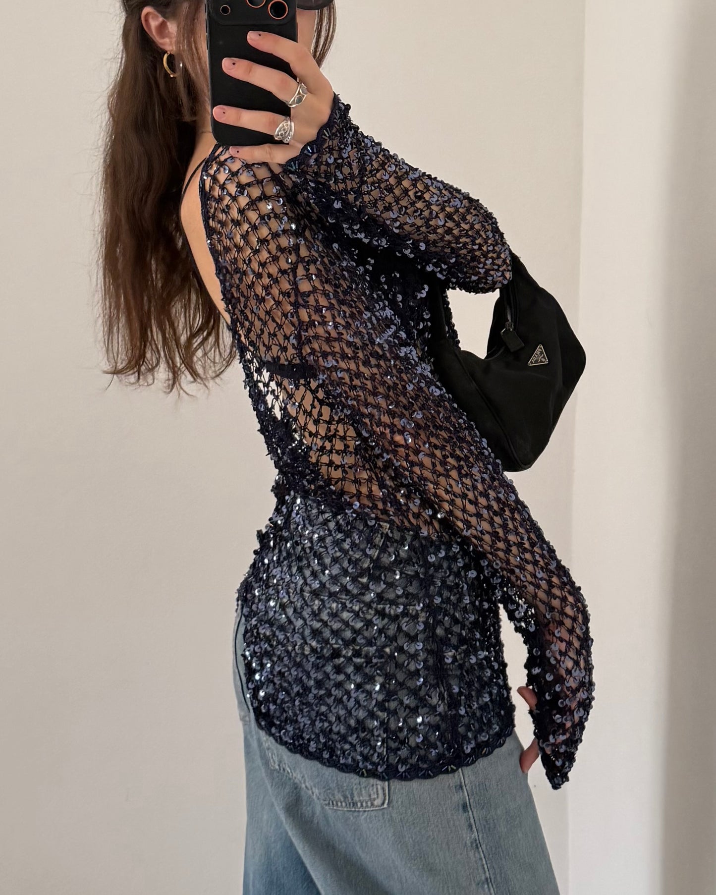Sequins buttoned top