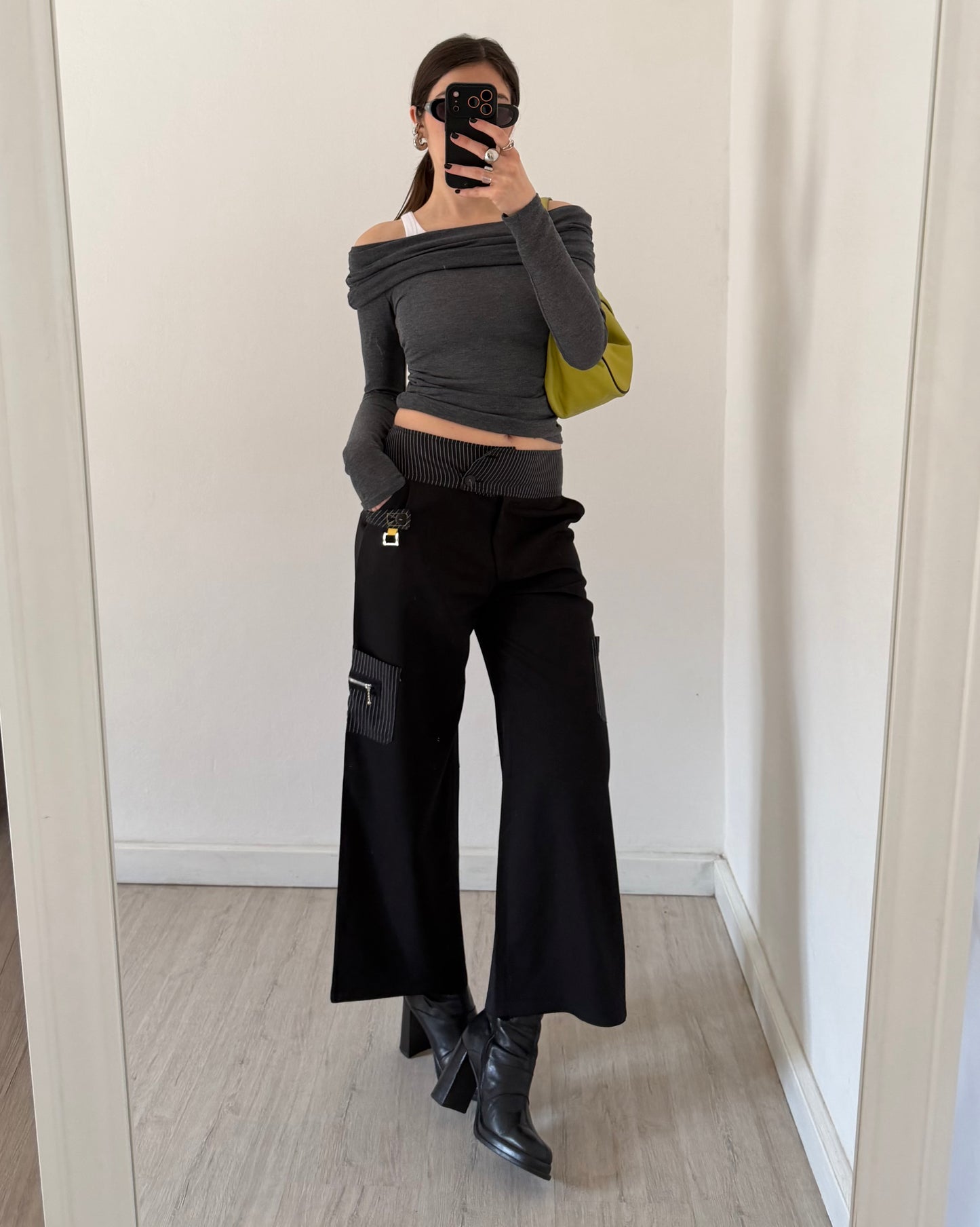 00s wide leg pinstripe trousers