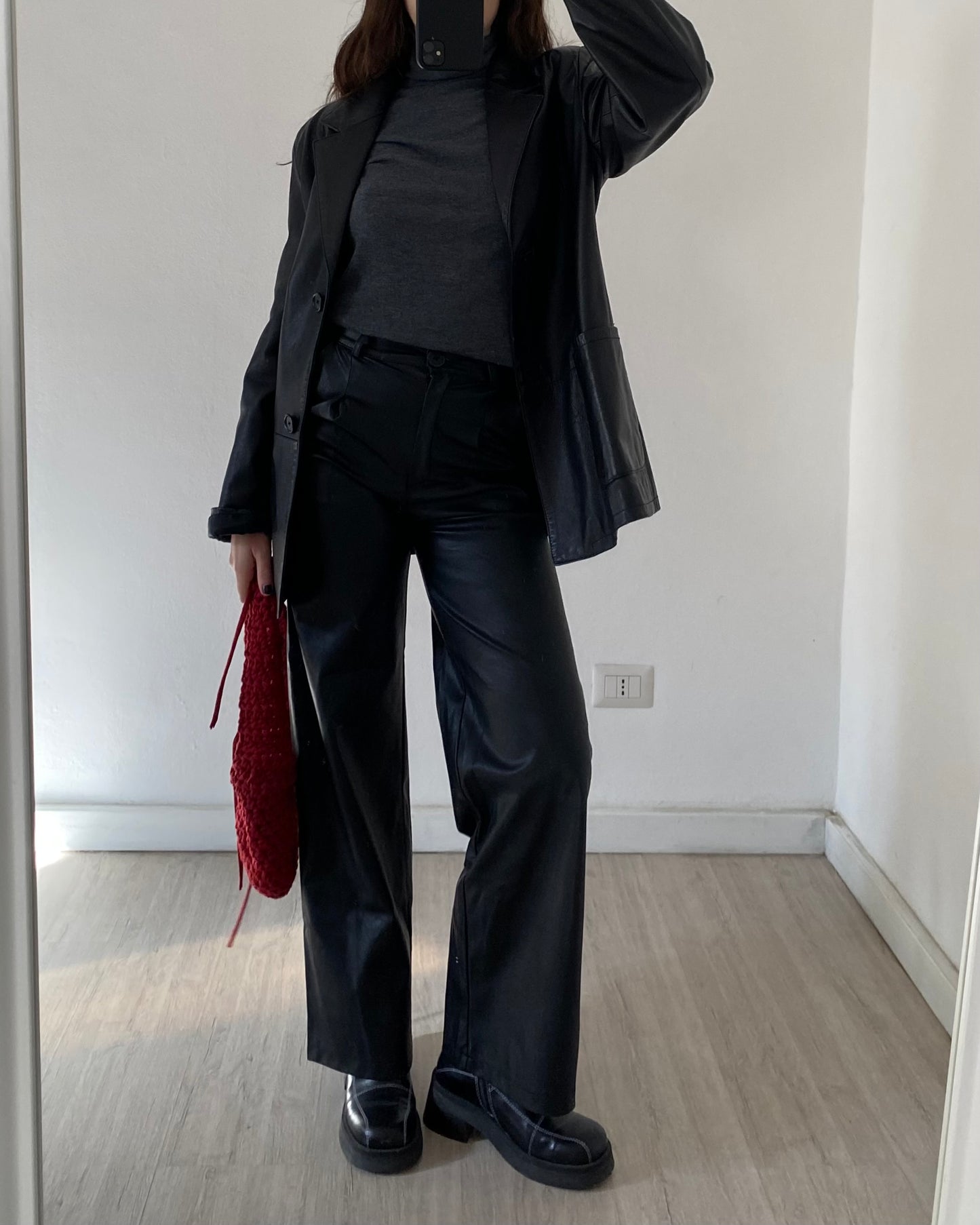 Faux leather trousers