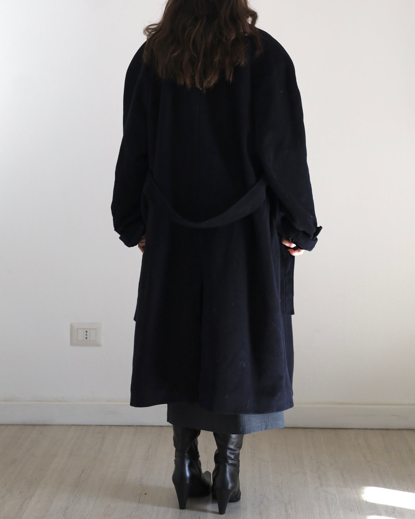 Navy wool belted coat