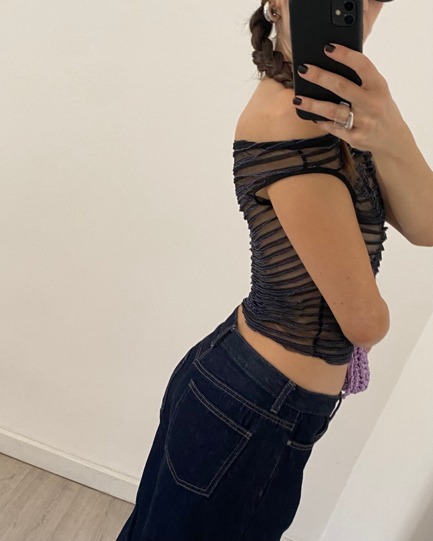 00s sheer top with lurex details