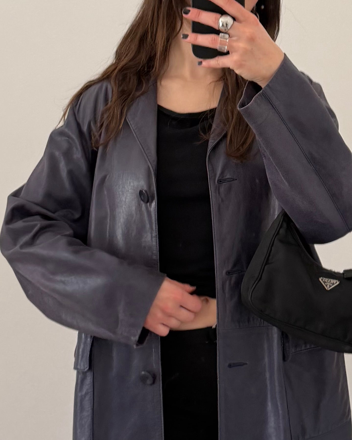 Midnight blue leather jacket