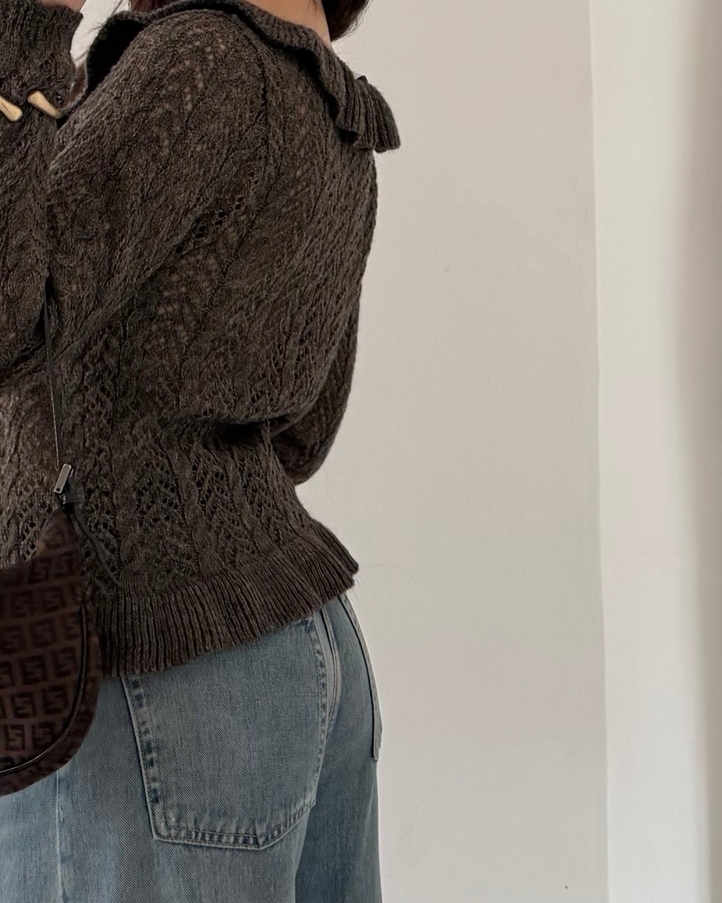 Wool cardigan with volants