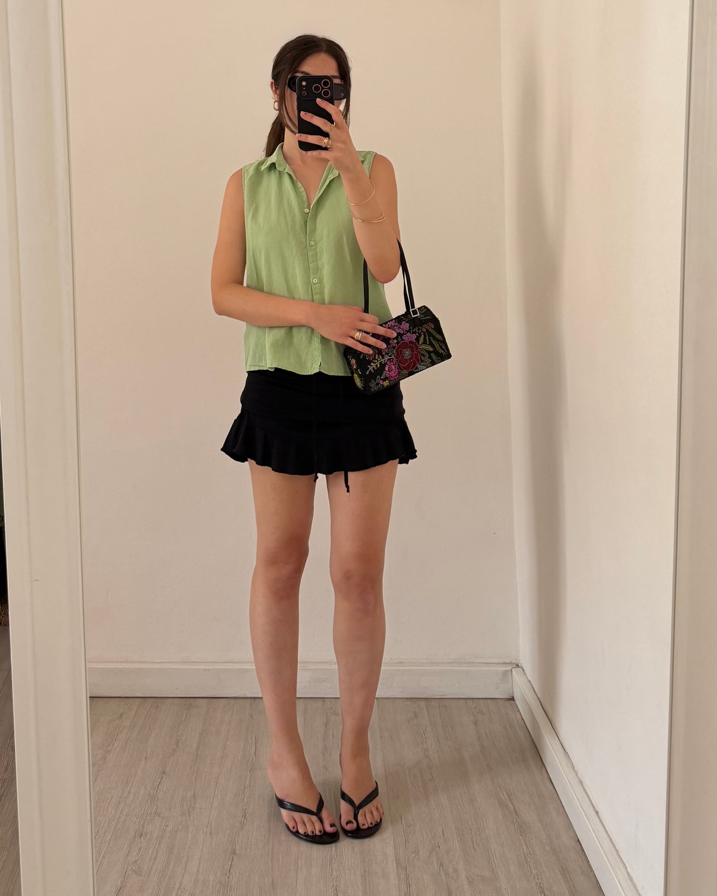 Green linen top