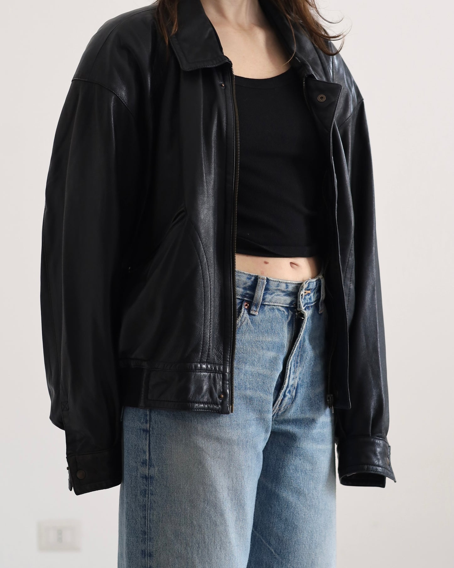 Longchamp leather bomber jacket