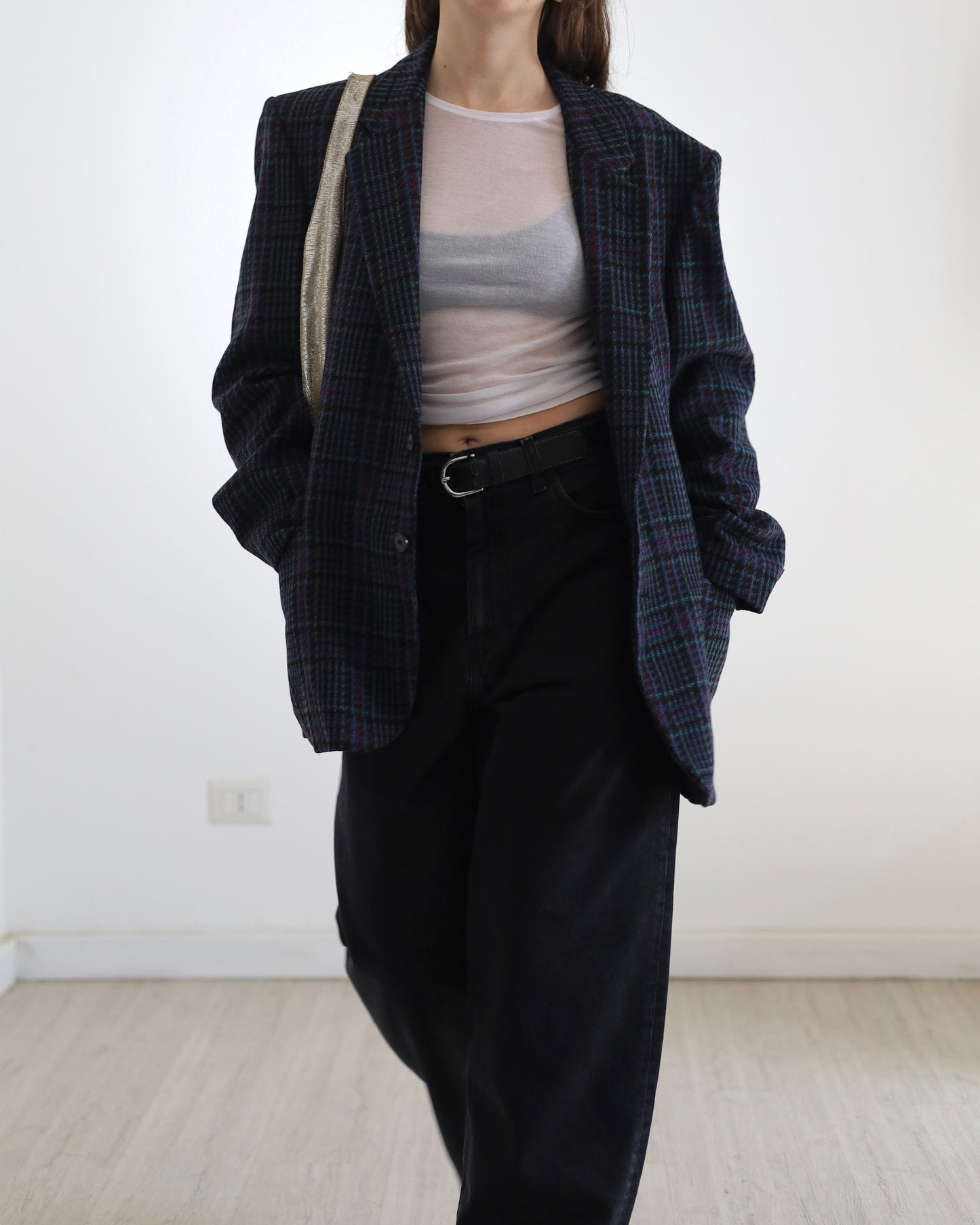 Wool check blazer