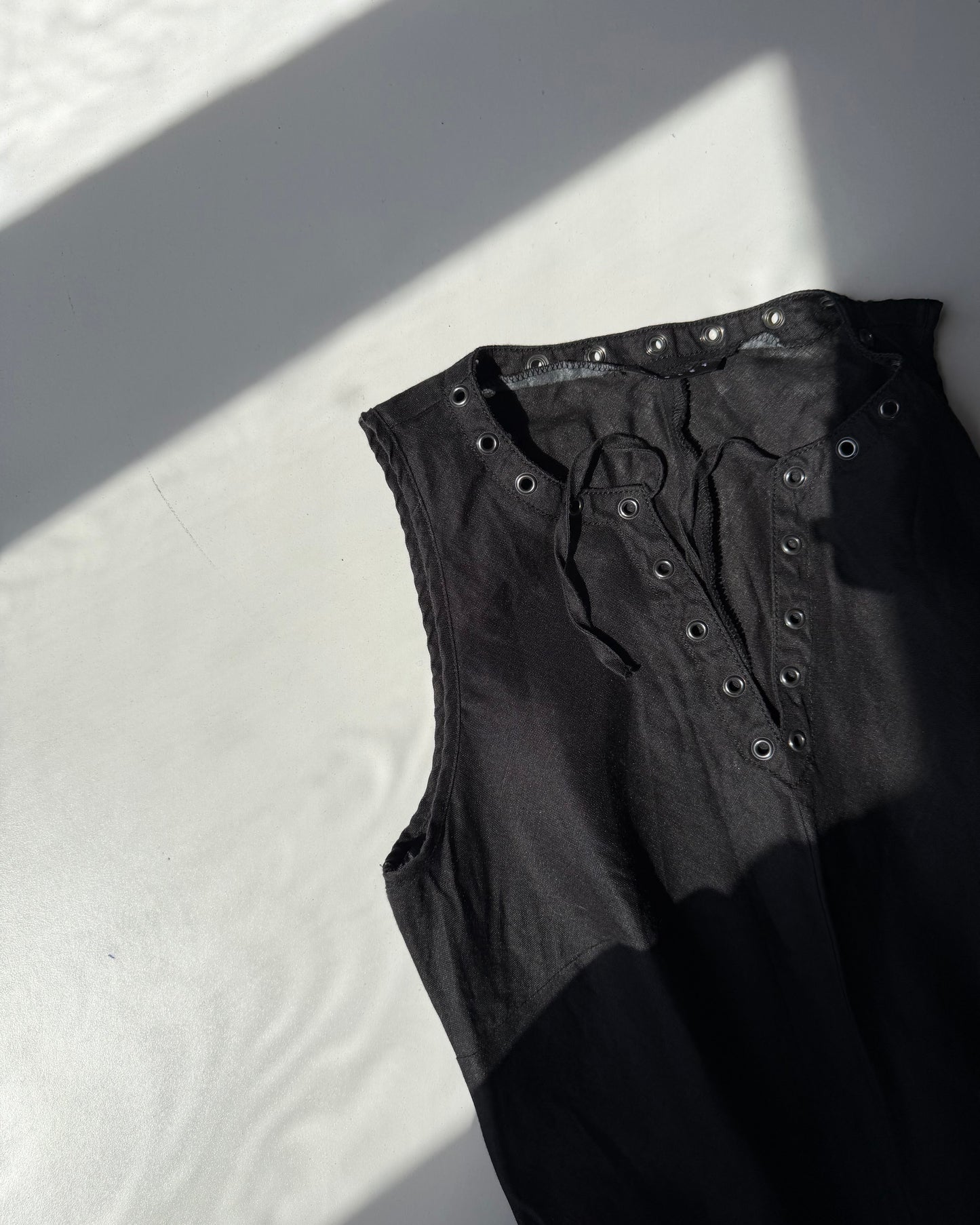 Studded long ramie dress