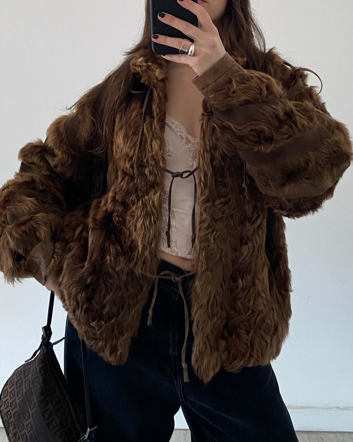 Leather jacket with fur