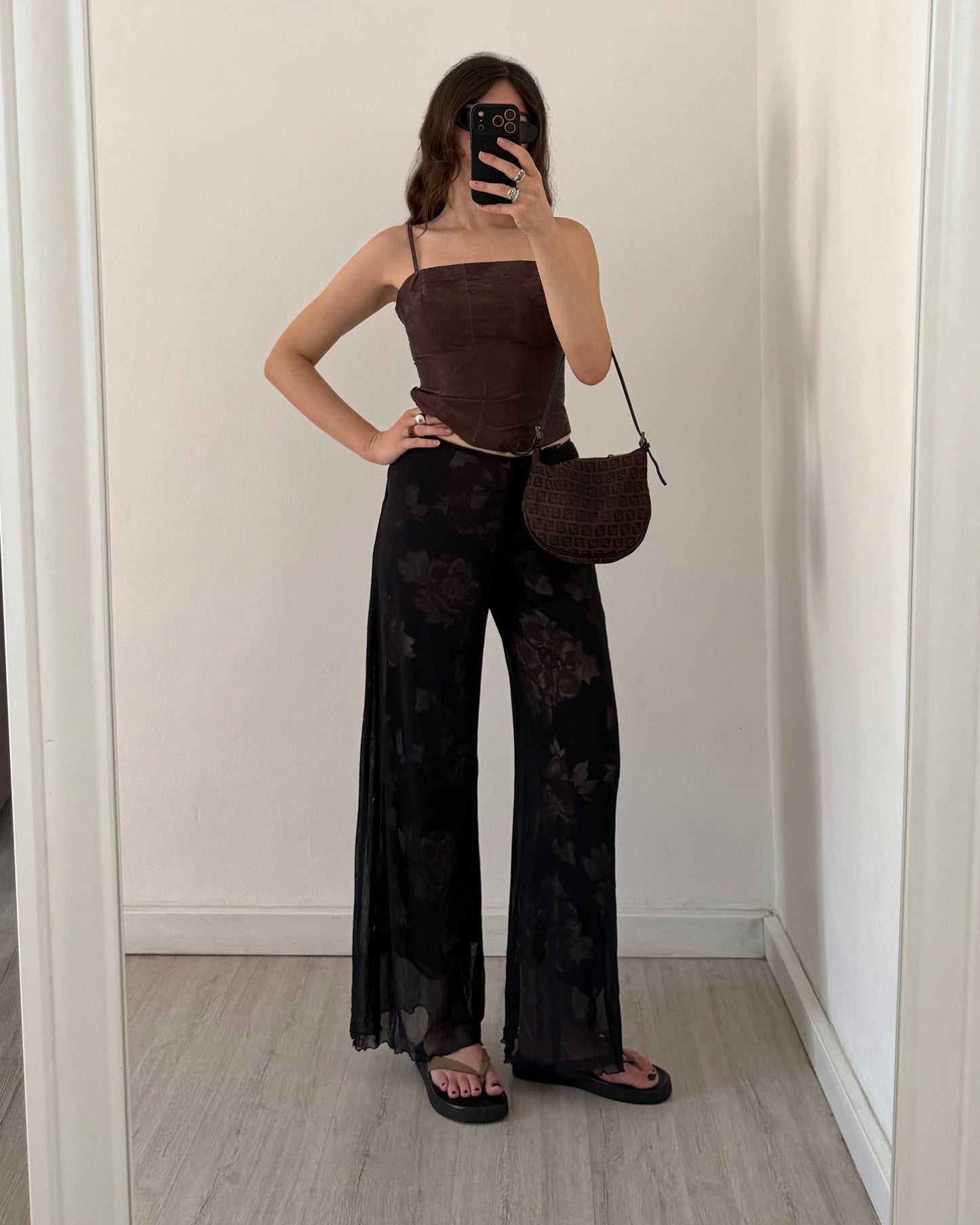 Micro mesh double layered trousers