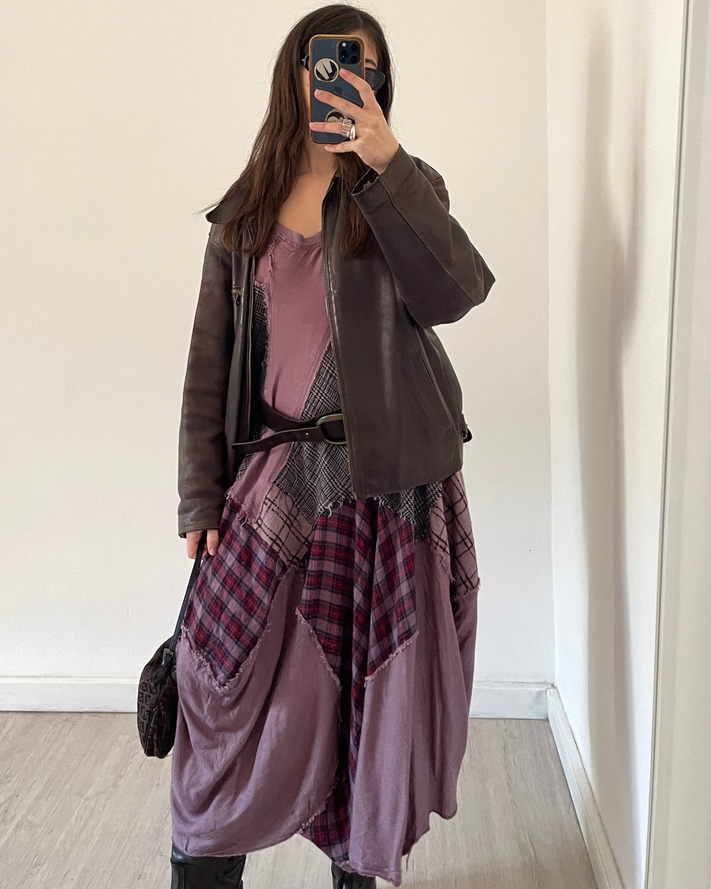 Patchwork asymmetric dress