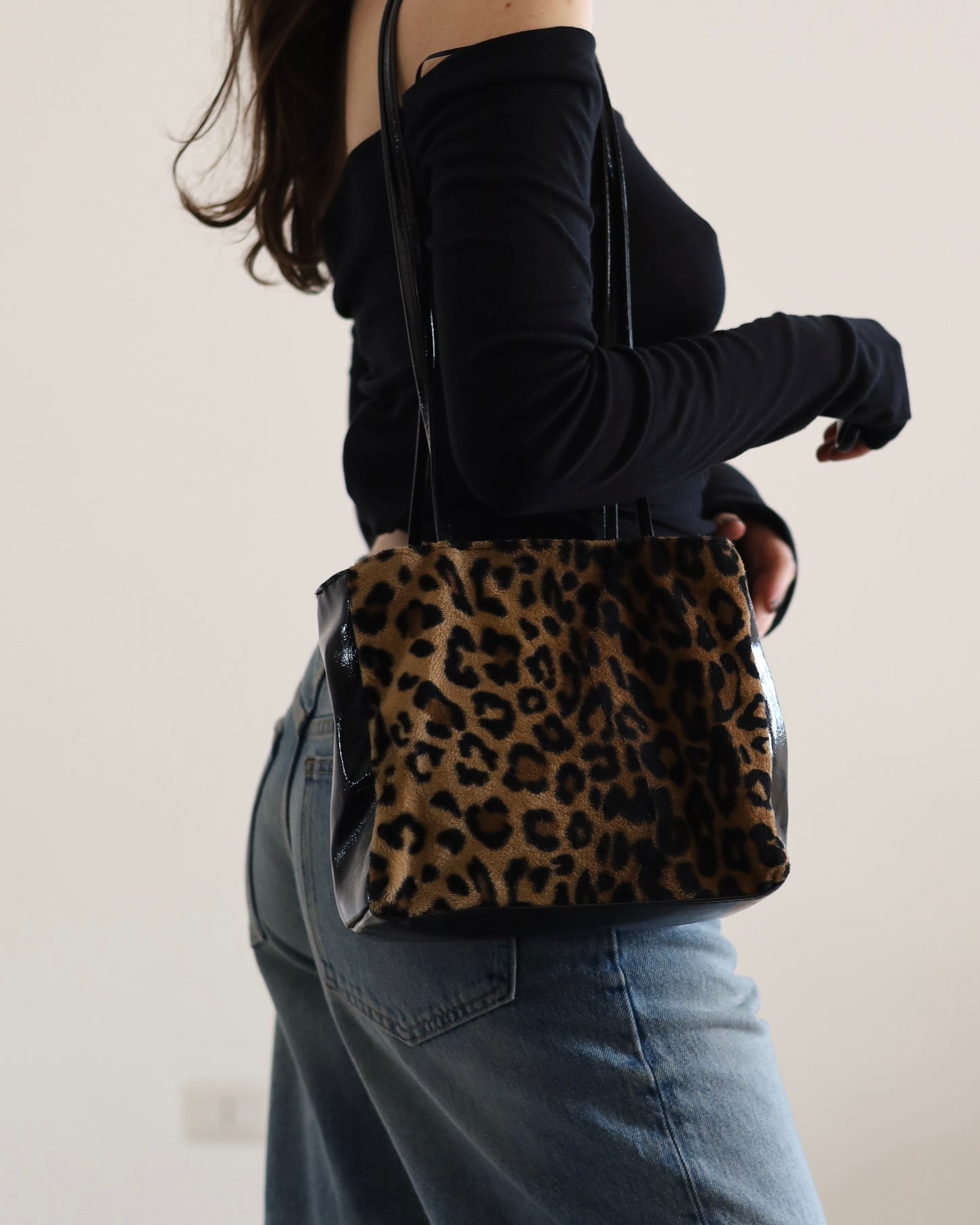 Y2k leopard fur bag