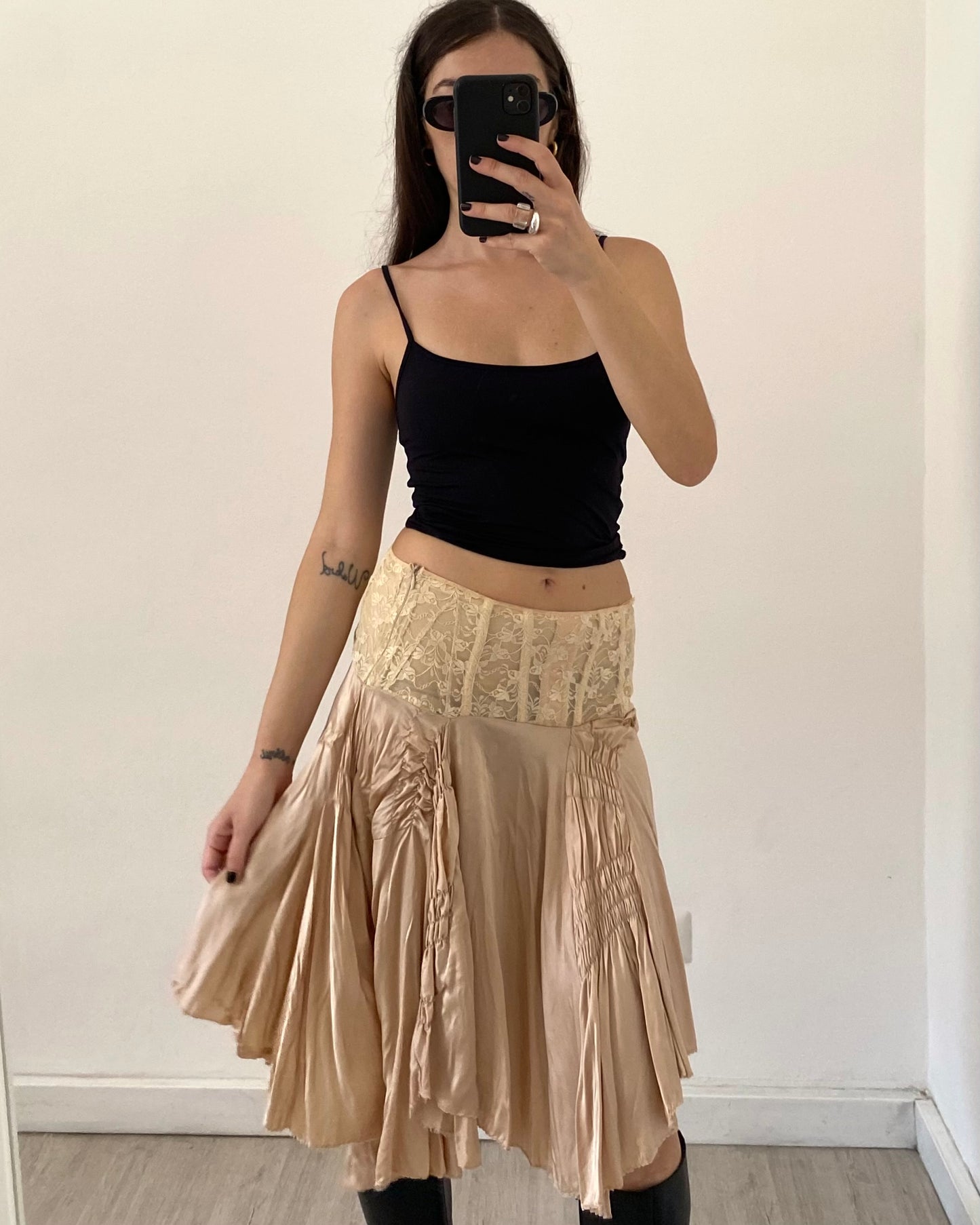 Silk draped skirt