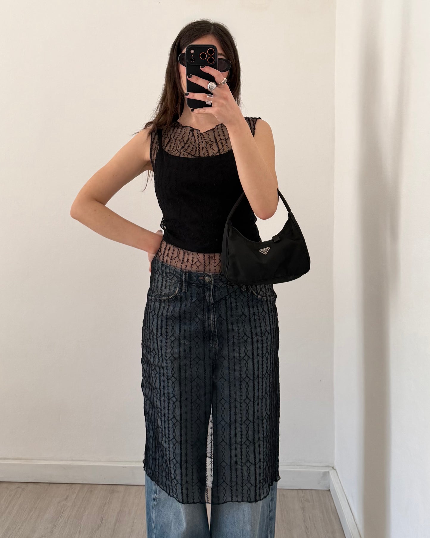 Black sheer midi dress