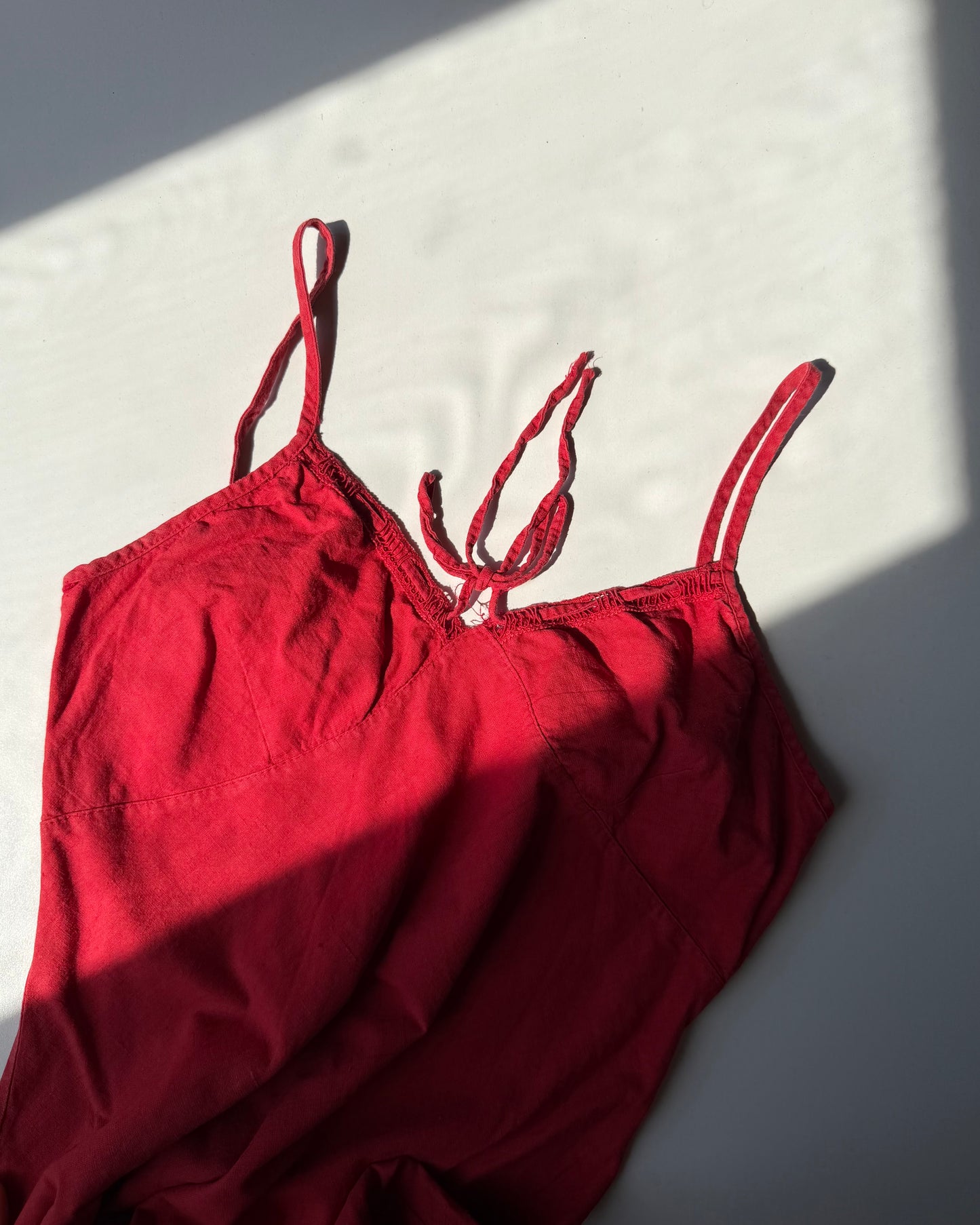 Linen red mini dress