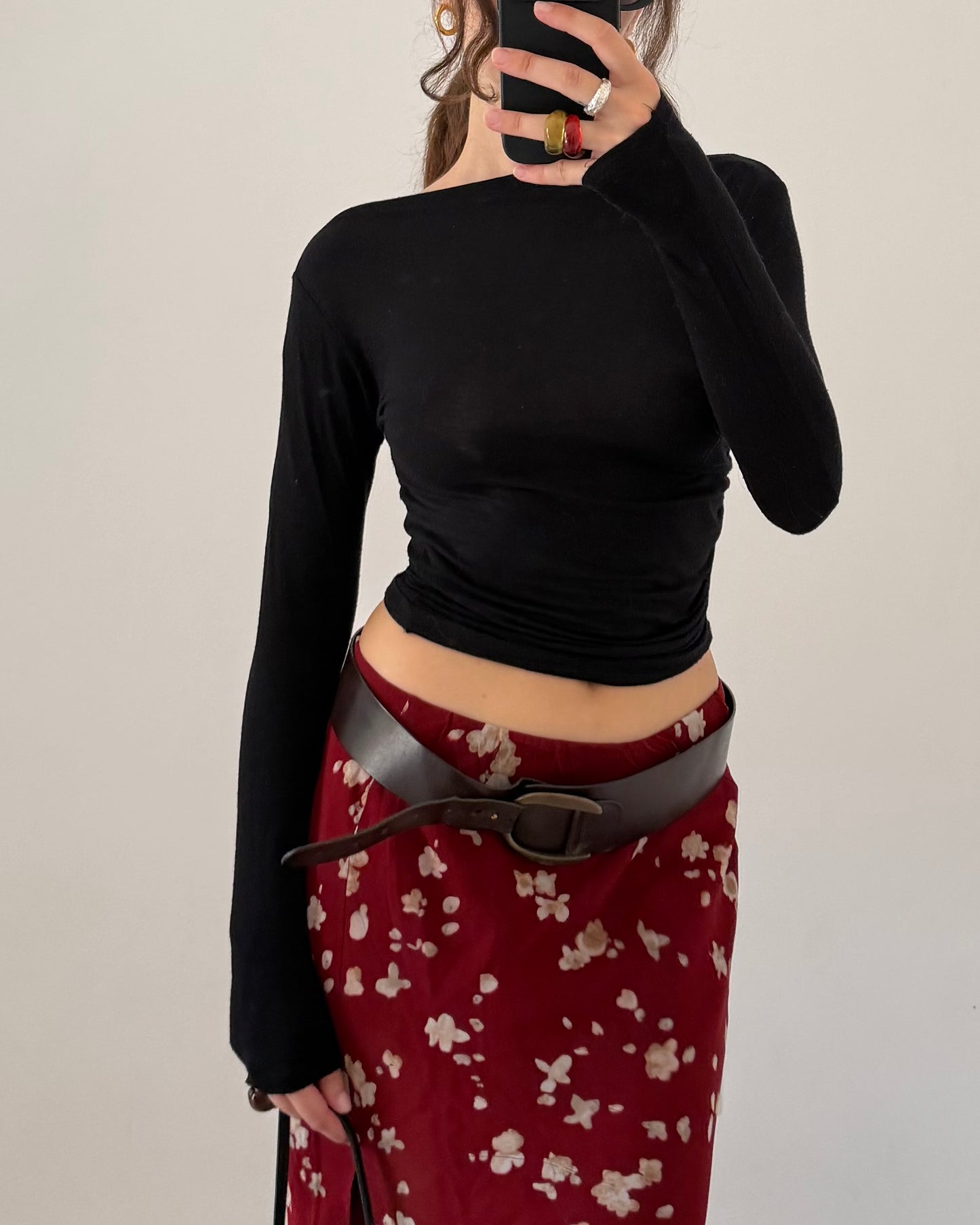 00s Floral midi skirt