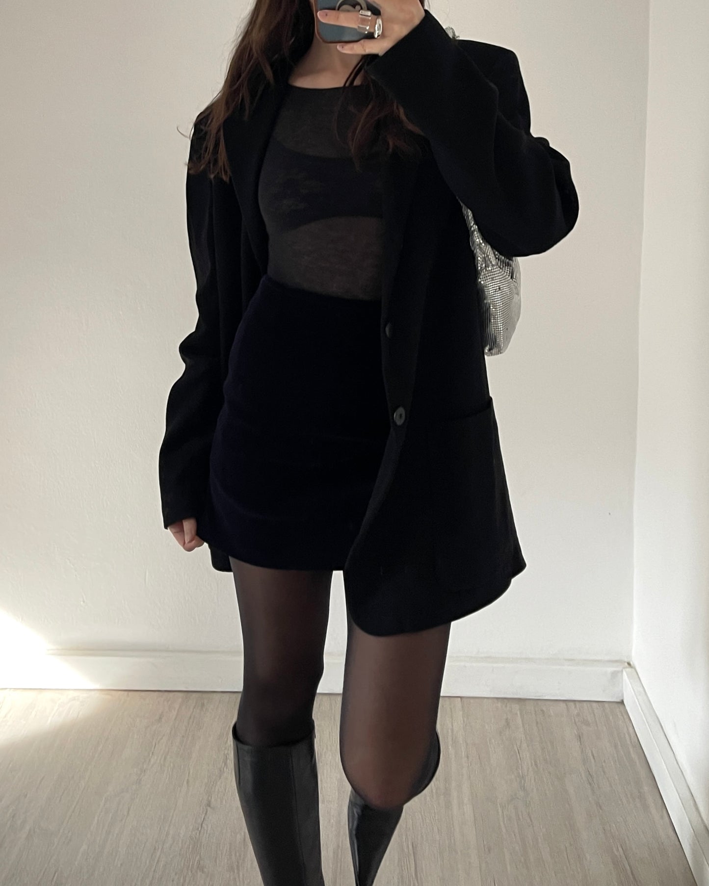 Midnight blue velvet skirt