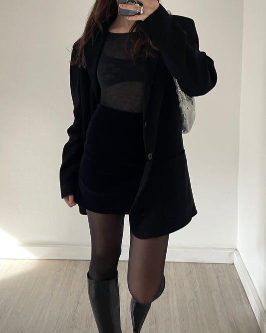 Midnight blue velvet skirt