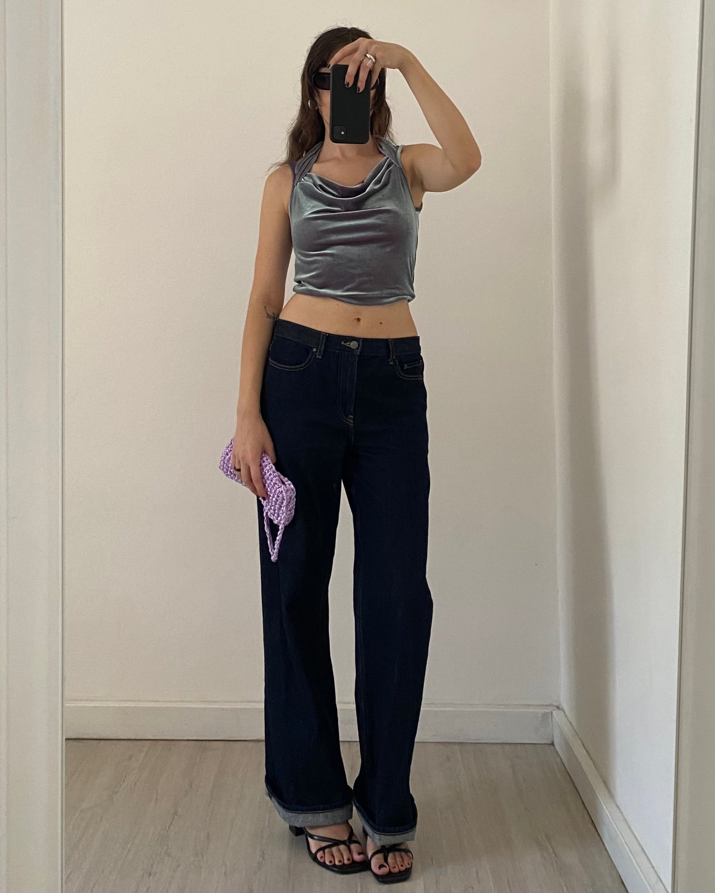 Iridescent velour top