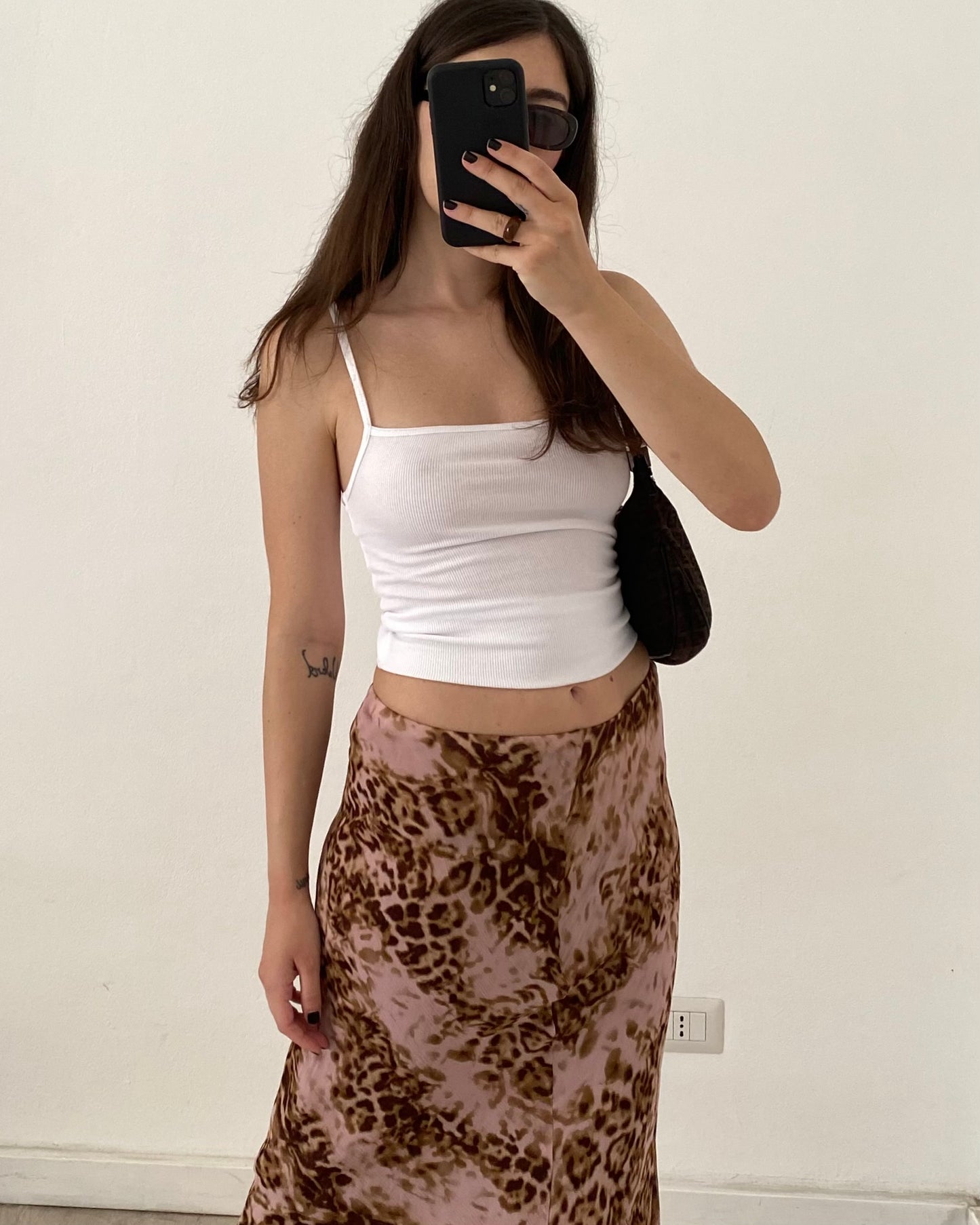 Leopard print long skirt