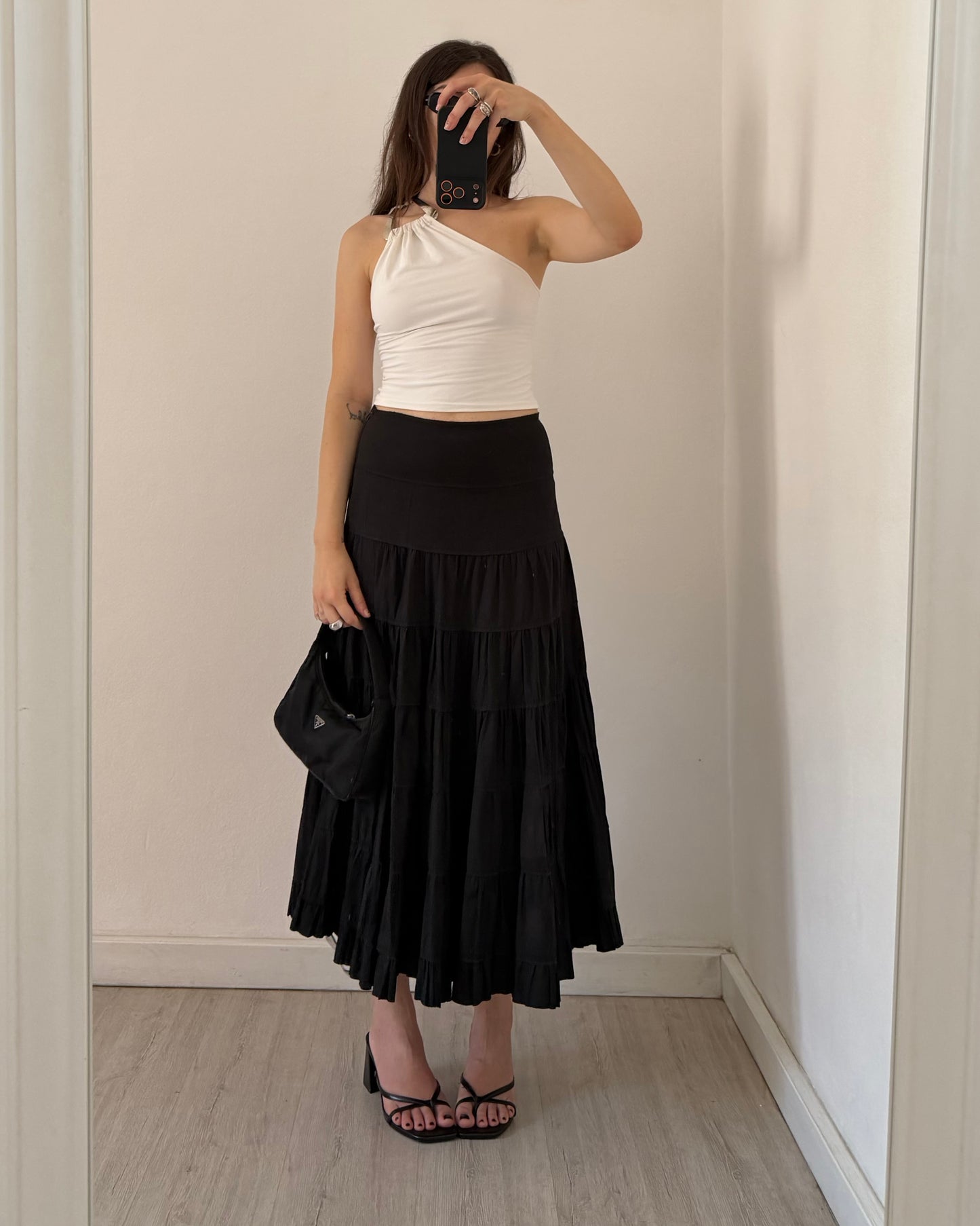 Cotton tiered maxi skirt