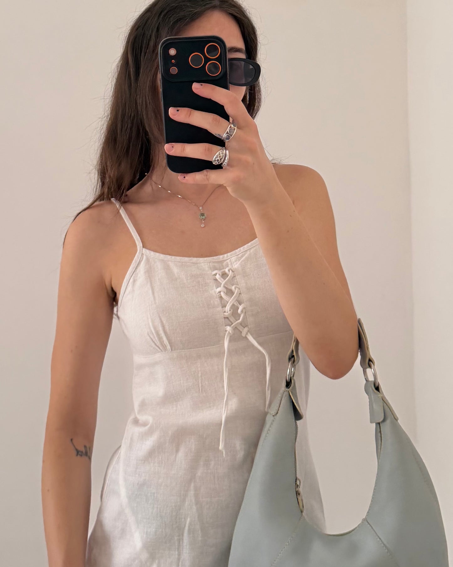 00s white linen dress