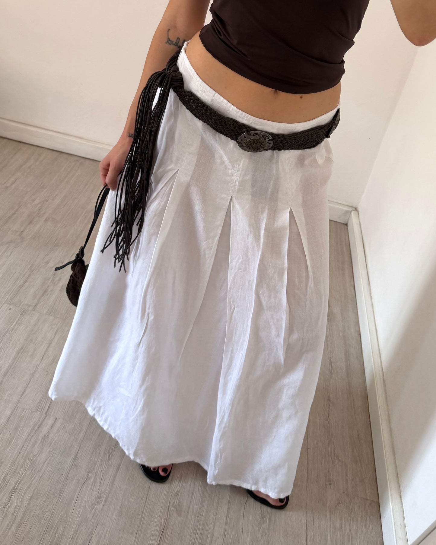 White ramie maxi skirt