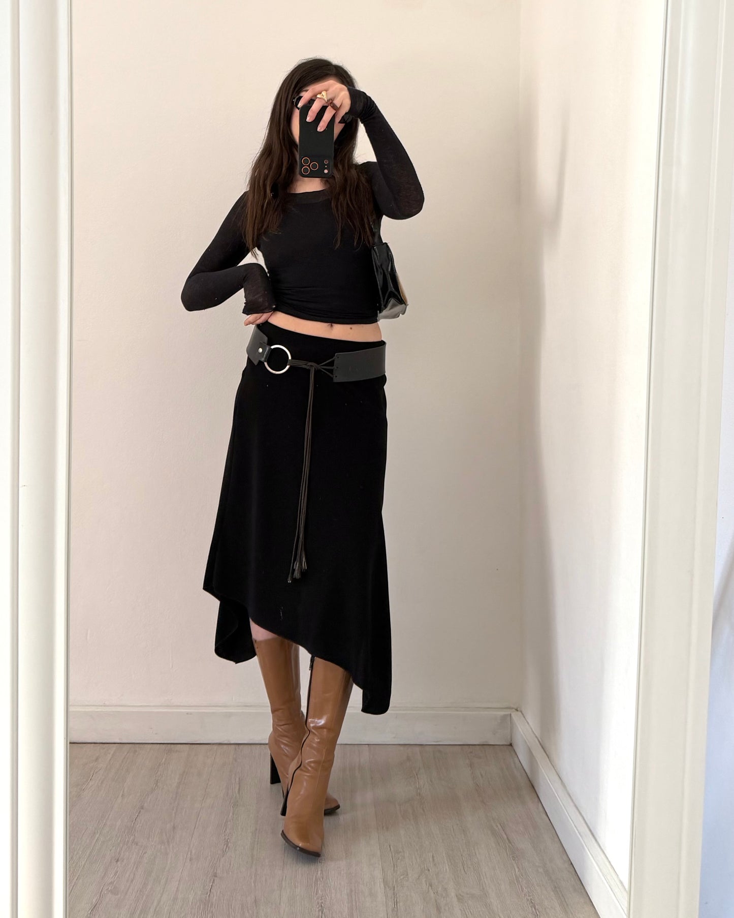 00s black asymmetric skirt