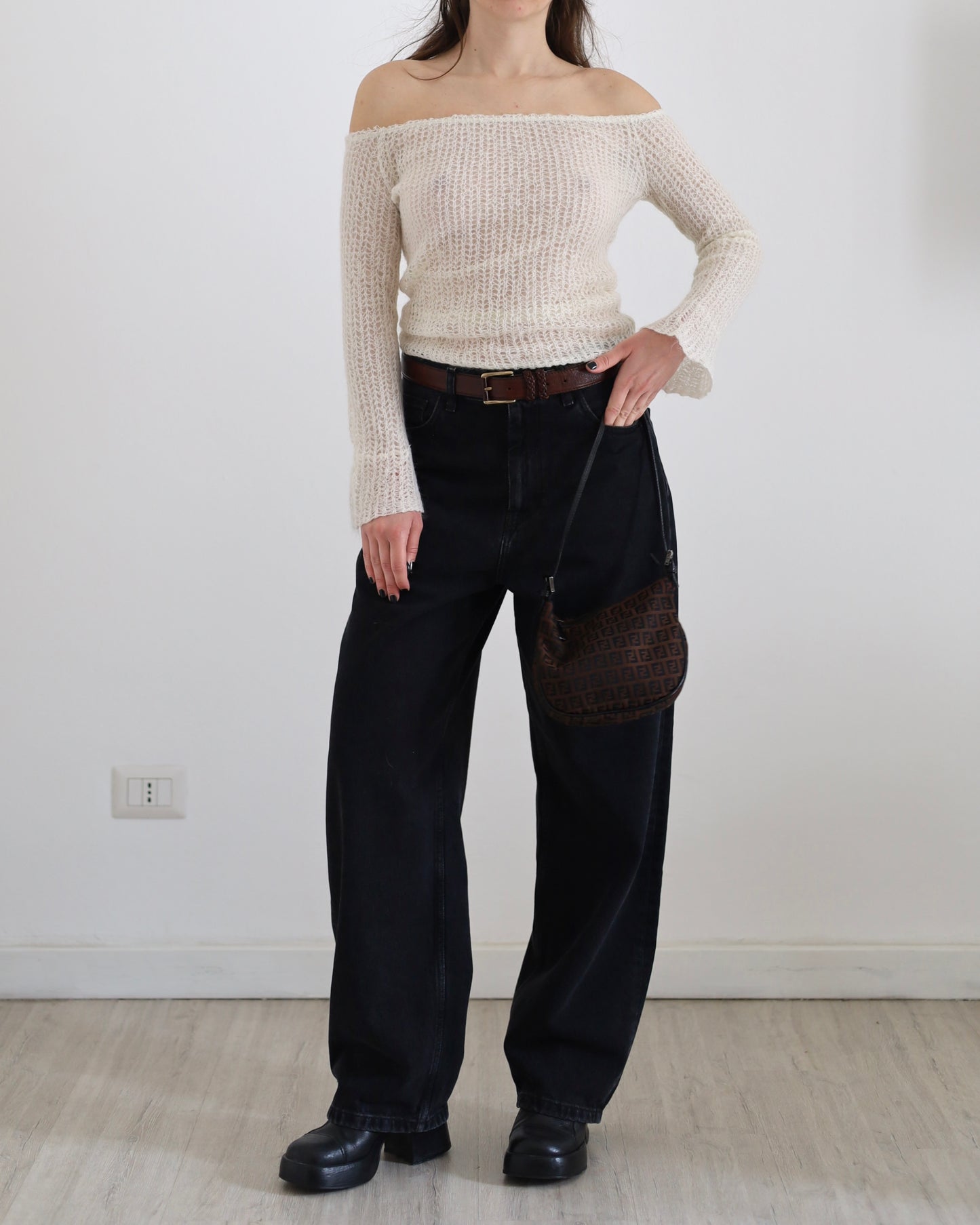 Sheer wool knit top