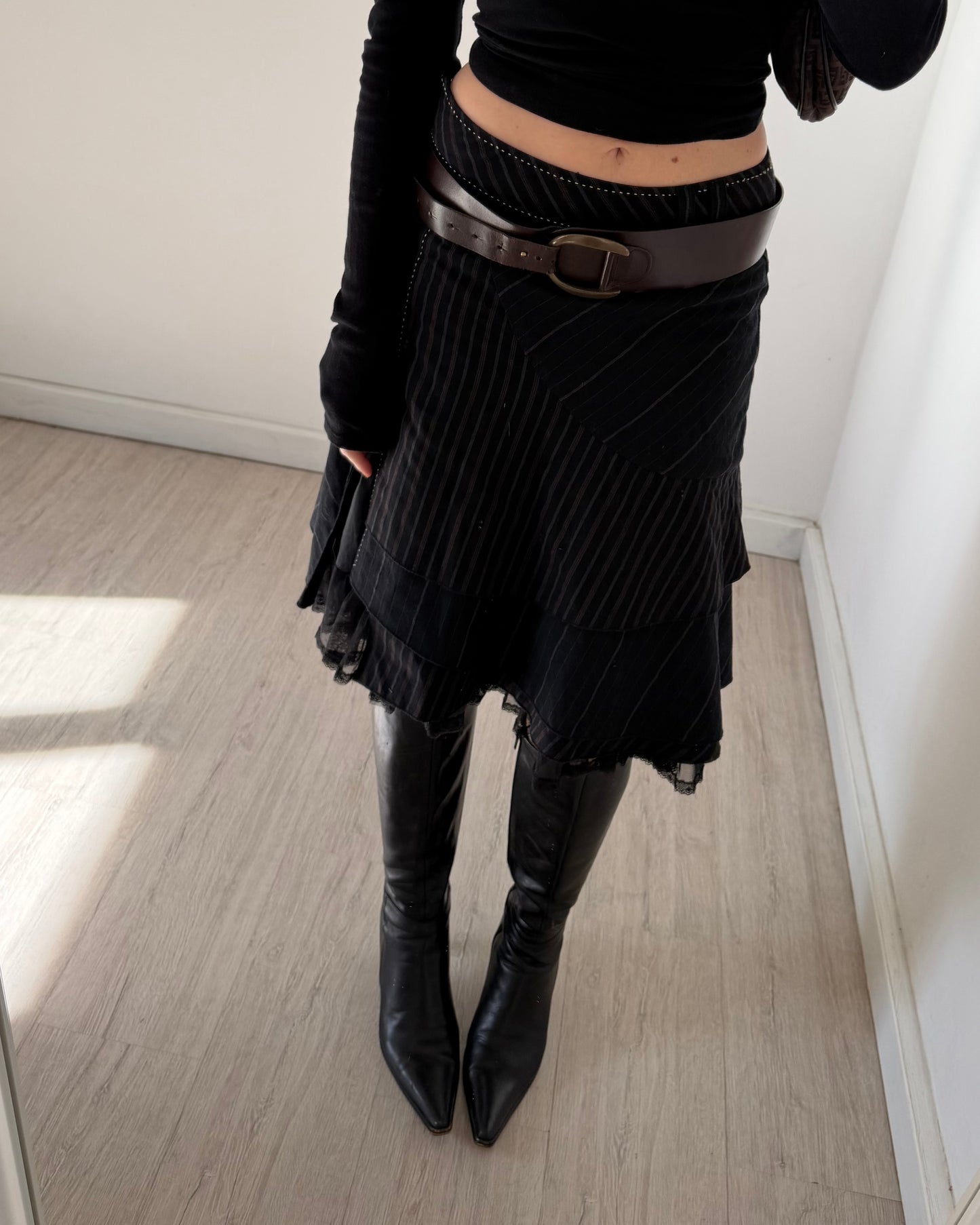 00s midi skirt with layers