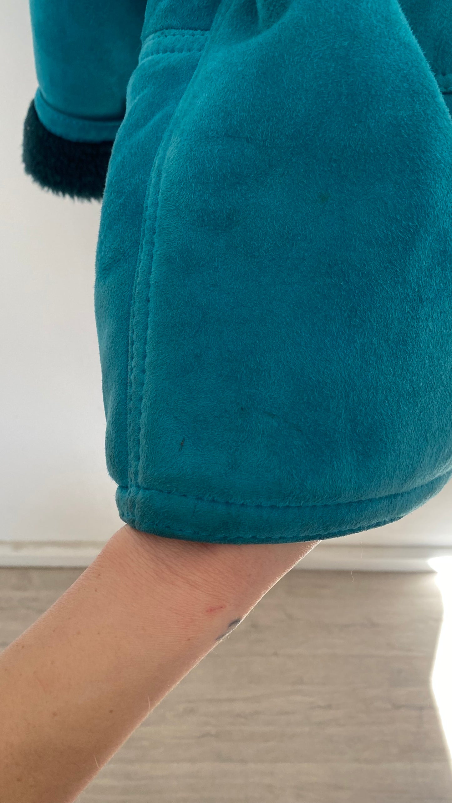 Teal shearling coat