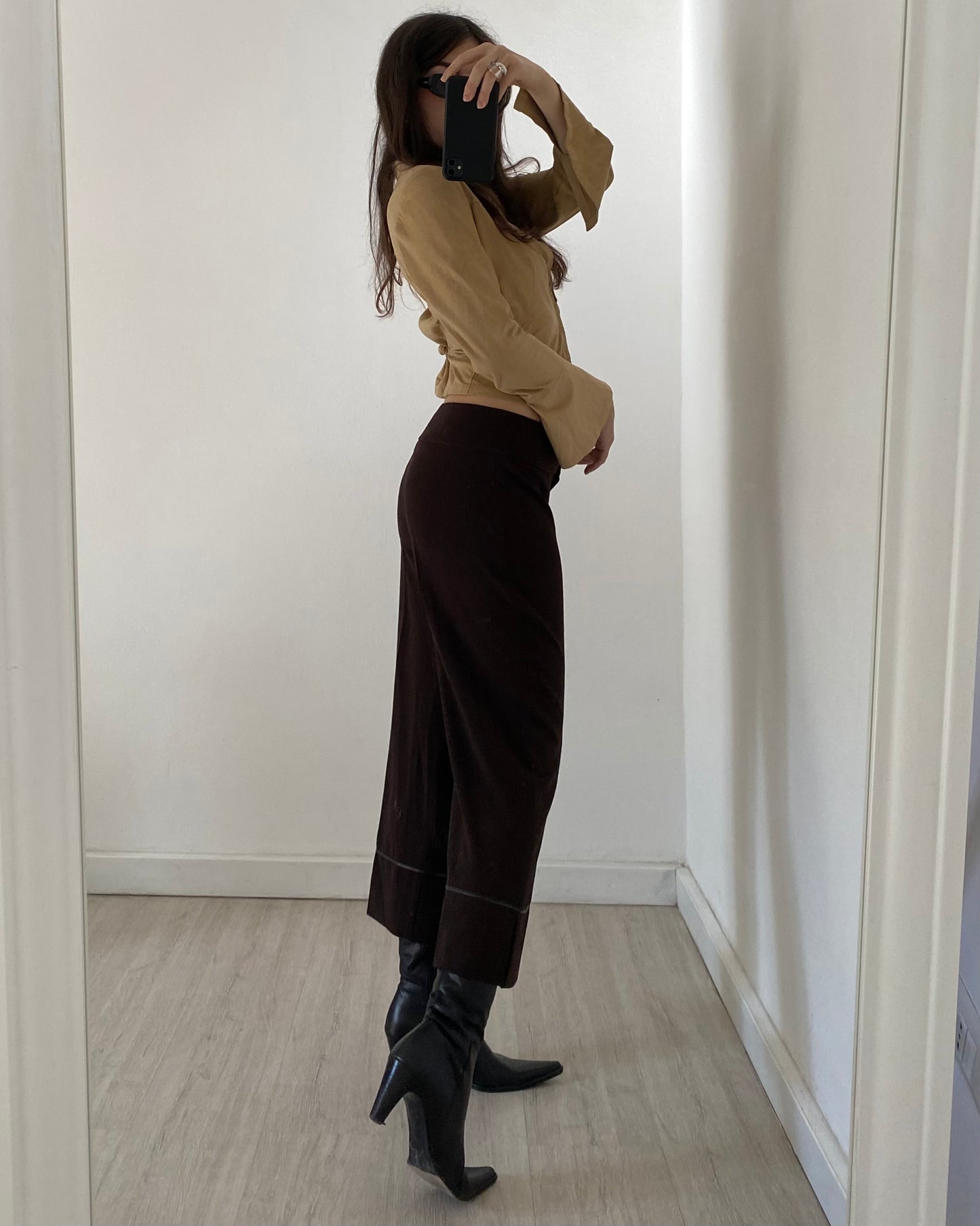 00s brown capri trousers