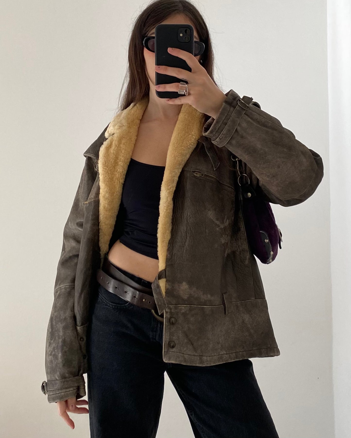 90s distressed leather jacket