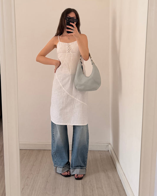 00s white linen dress