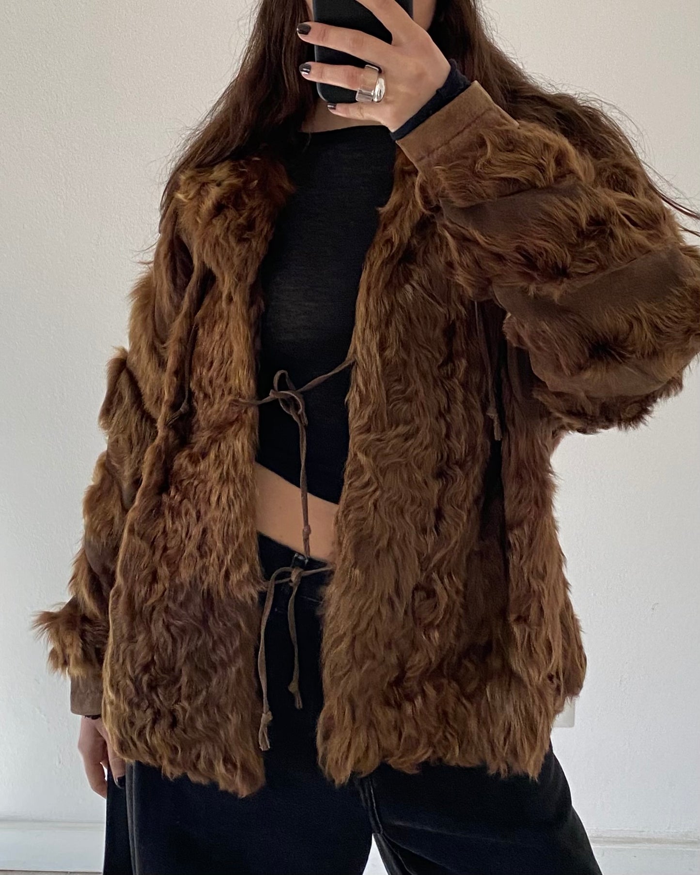 Leather jacket with fur