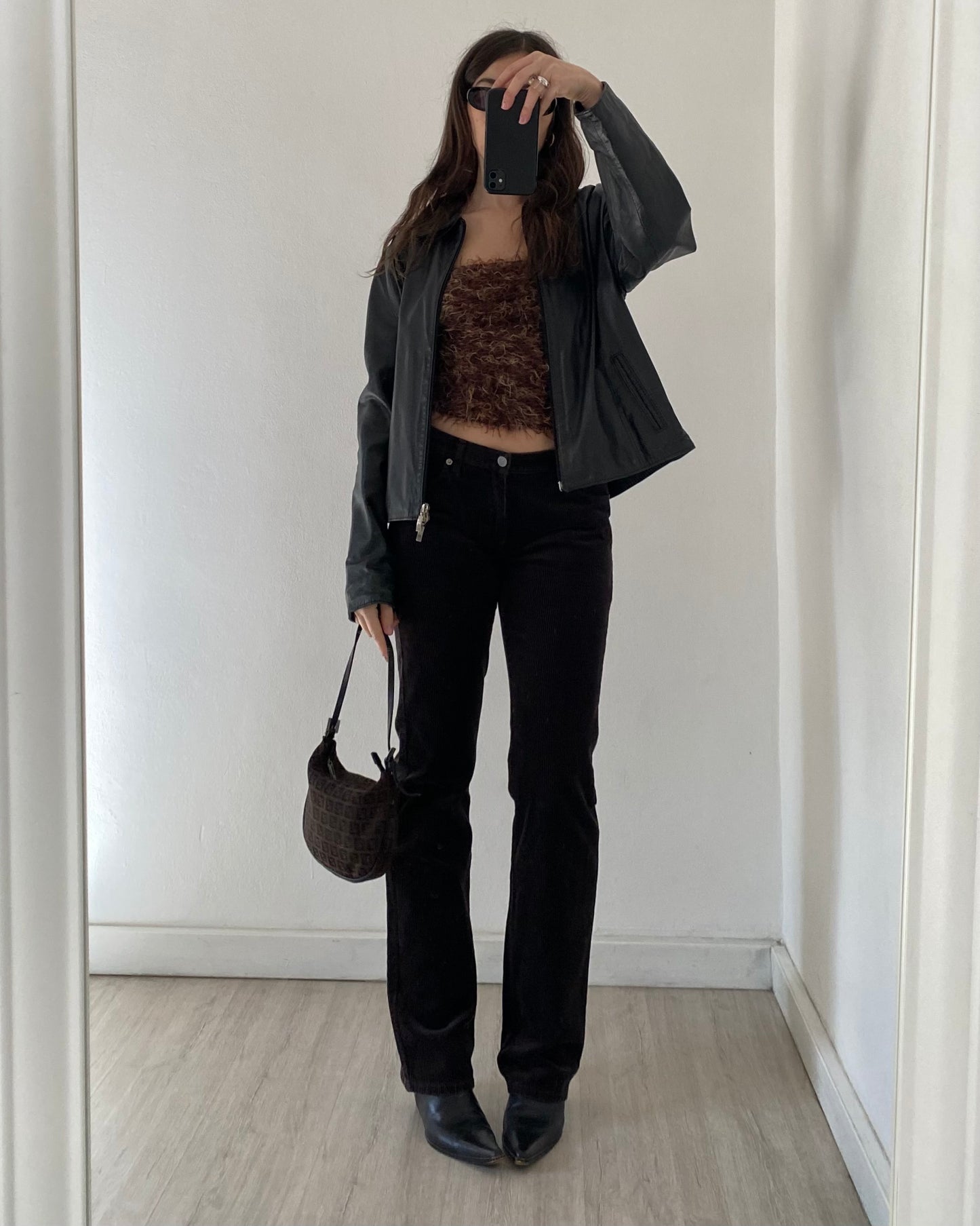 Brown cord flare trousers