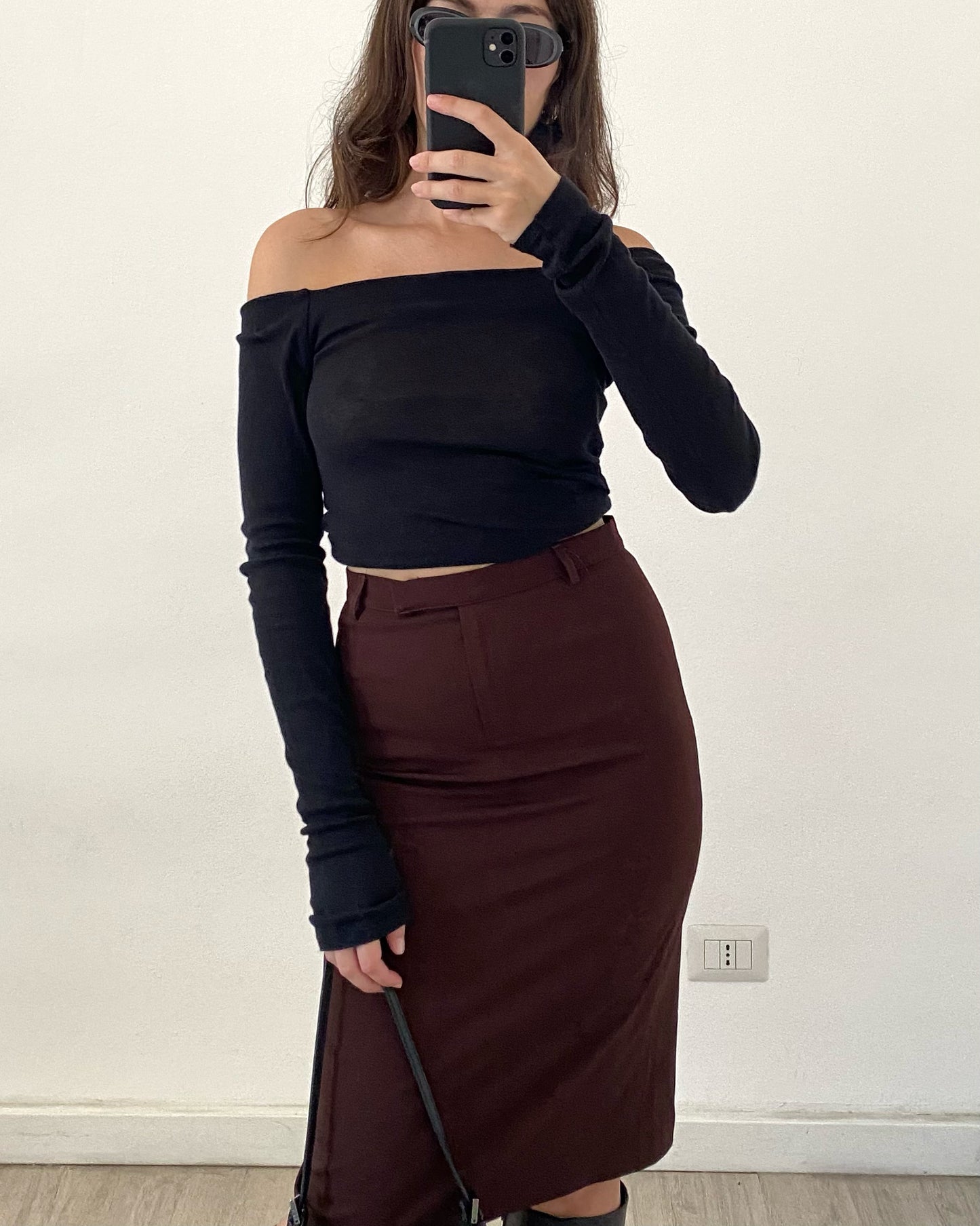 Brown midi skirt