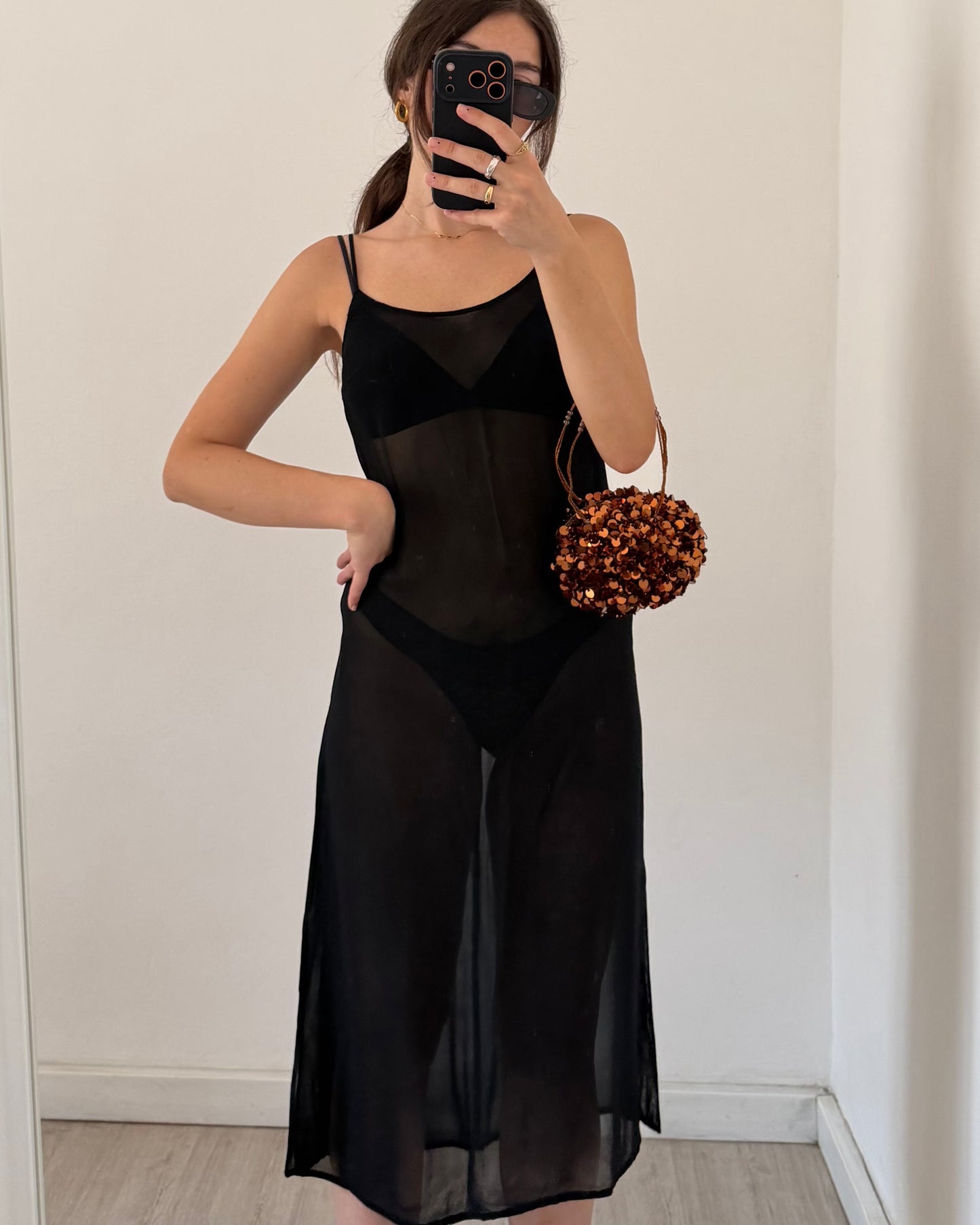 Sheer black midi dress