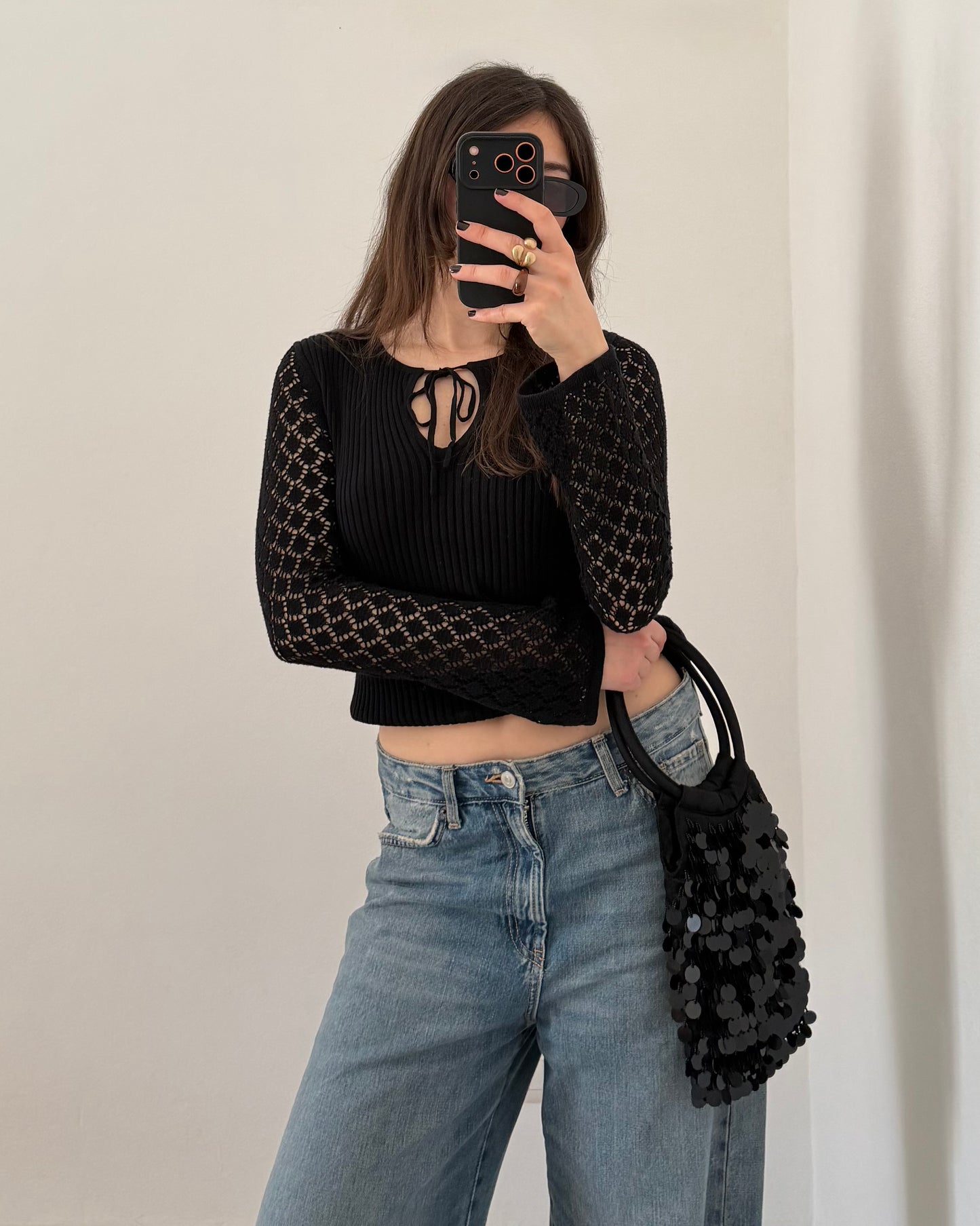 Keyhole ribbed sweater
