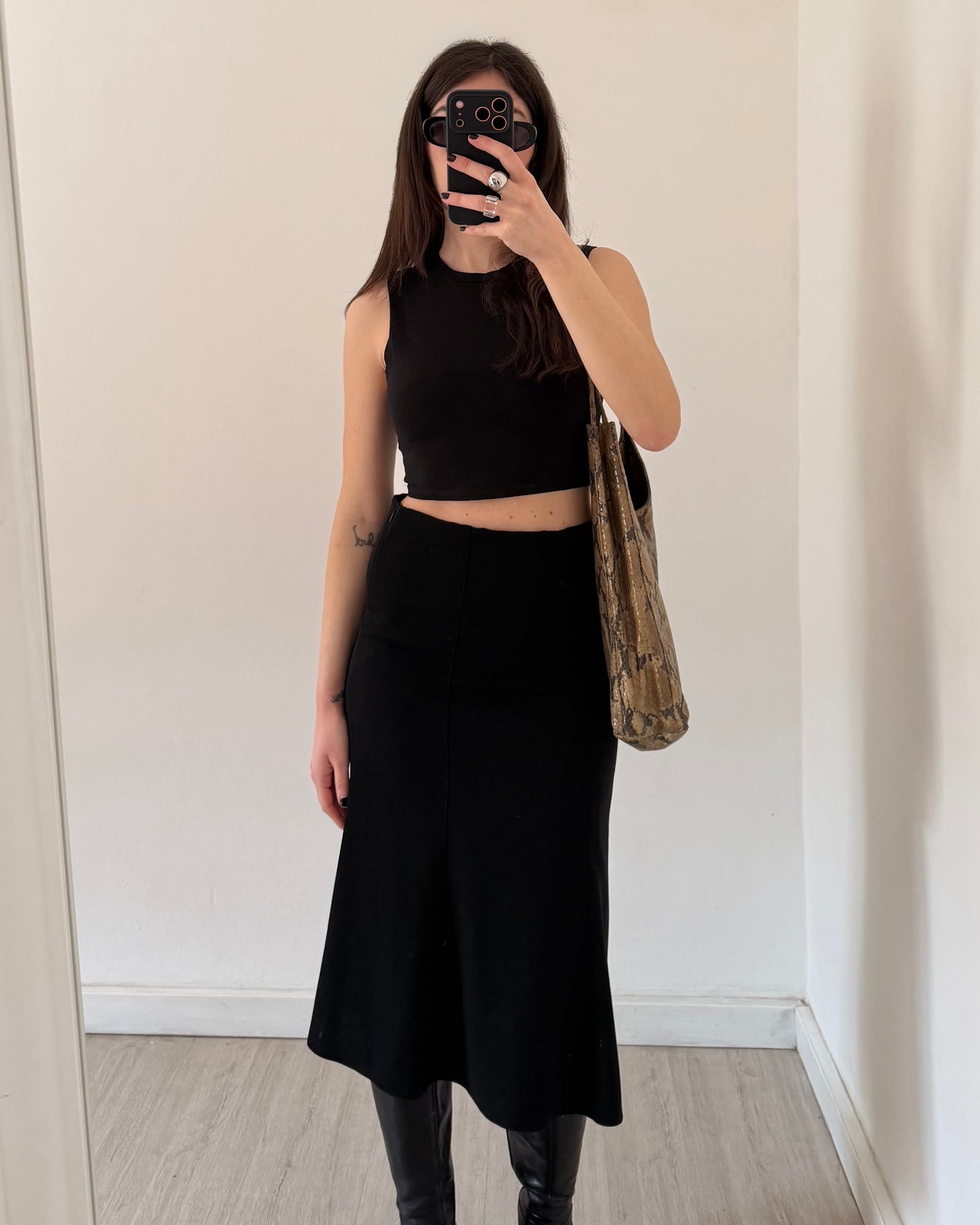 Black midi skirt