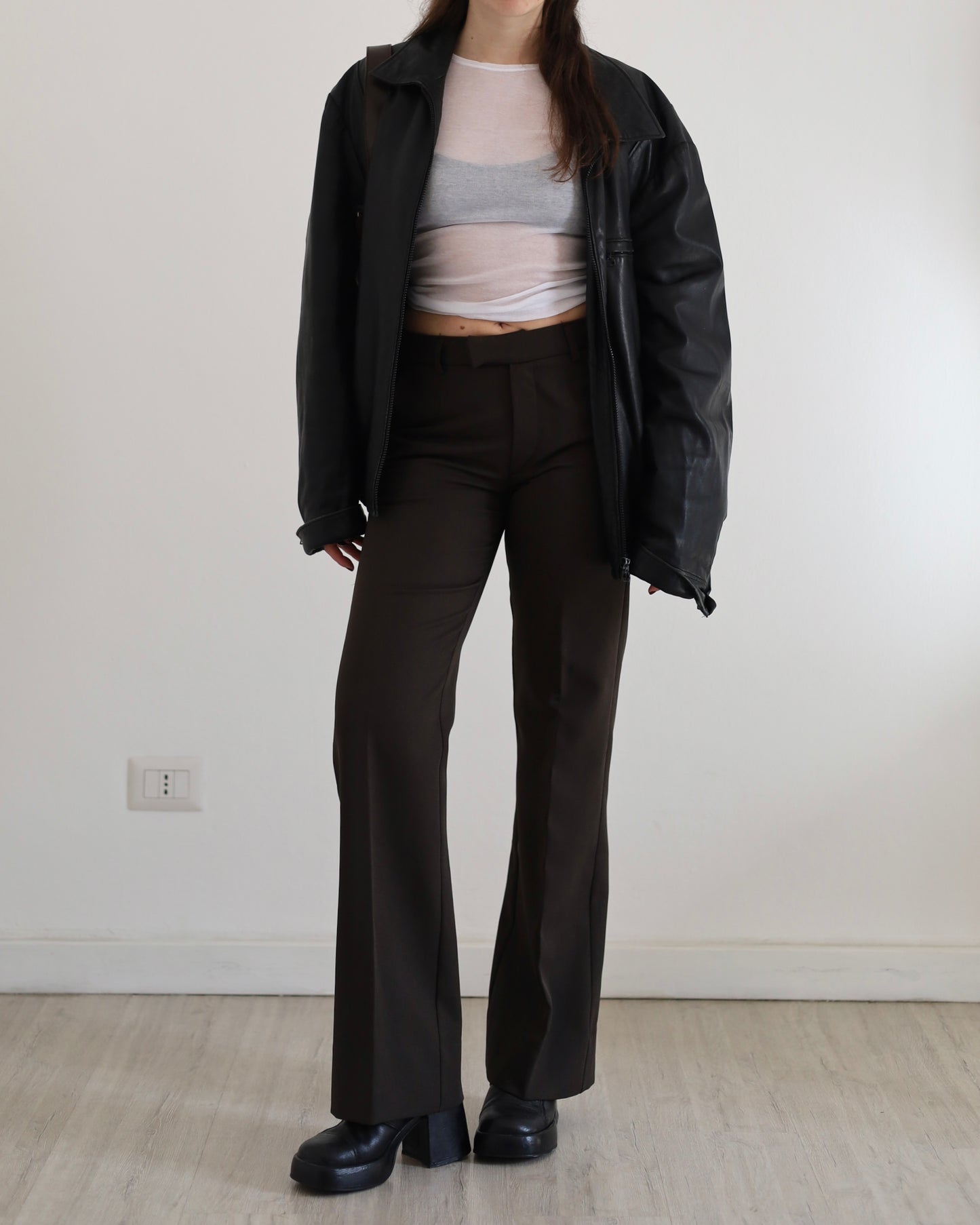 Y2k brown tailored trousers