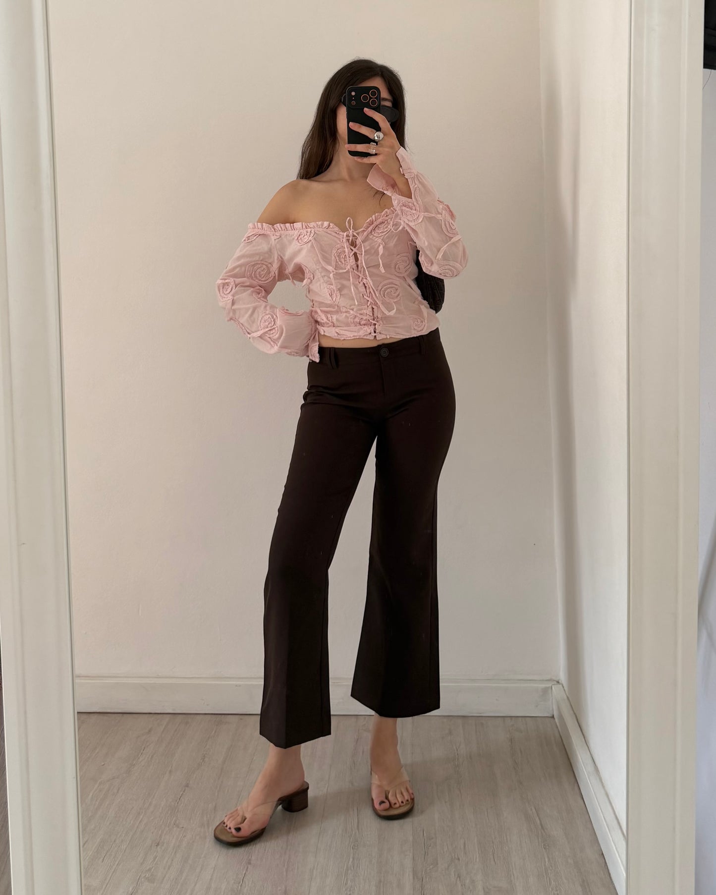 Embroidered baby pink shirt