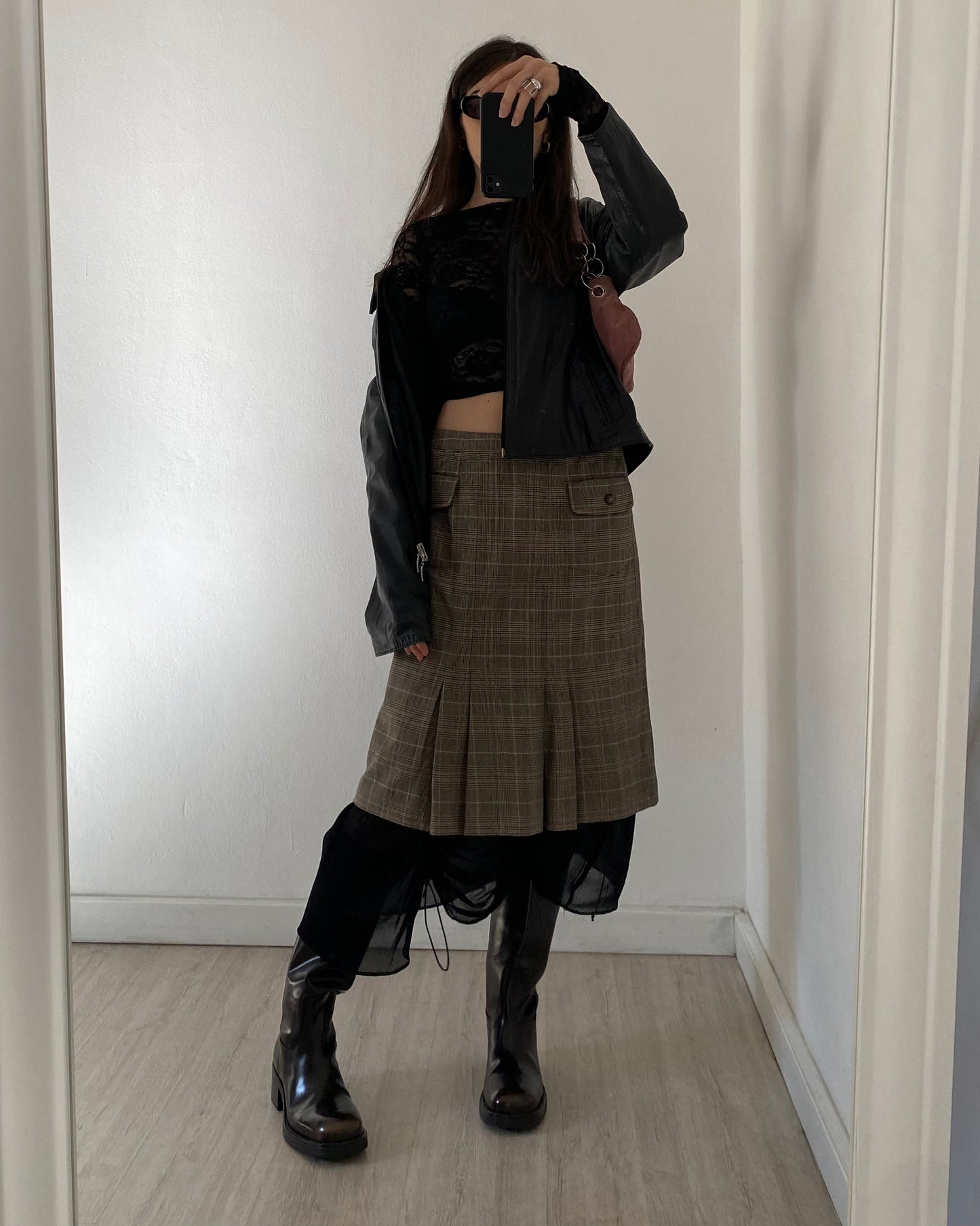 Max Mara check midi skirt