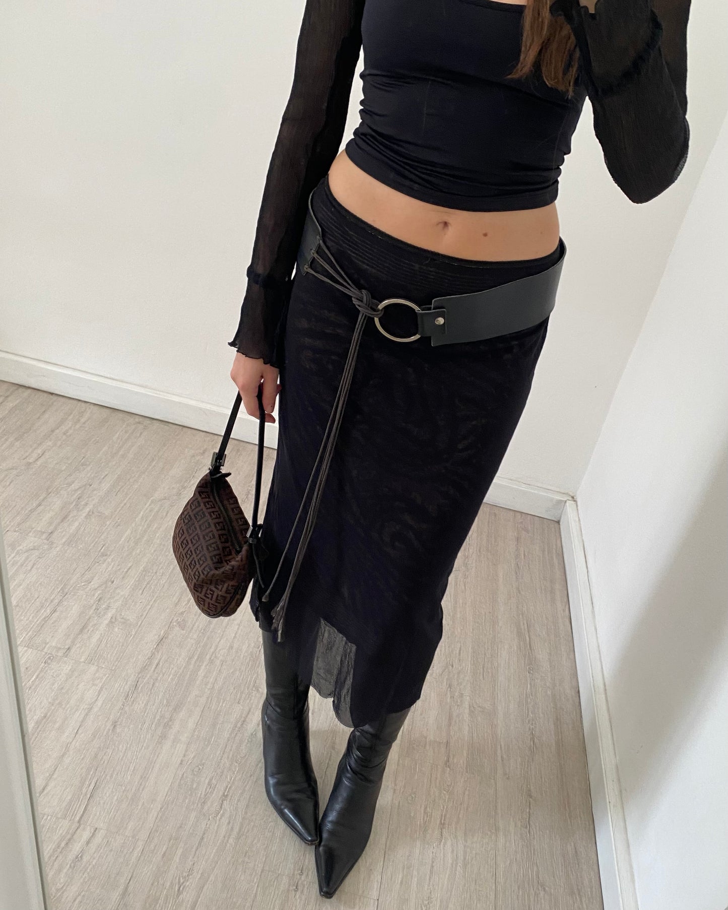 Micro mesh midi skirt