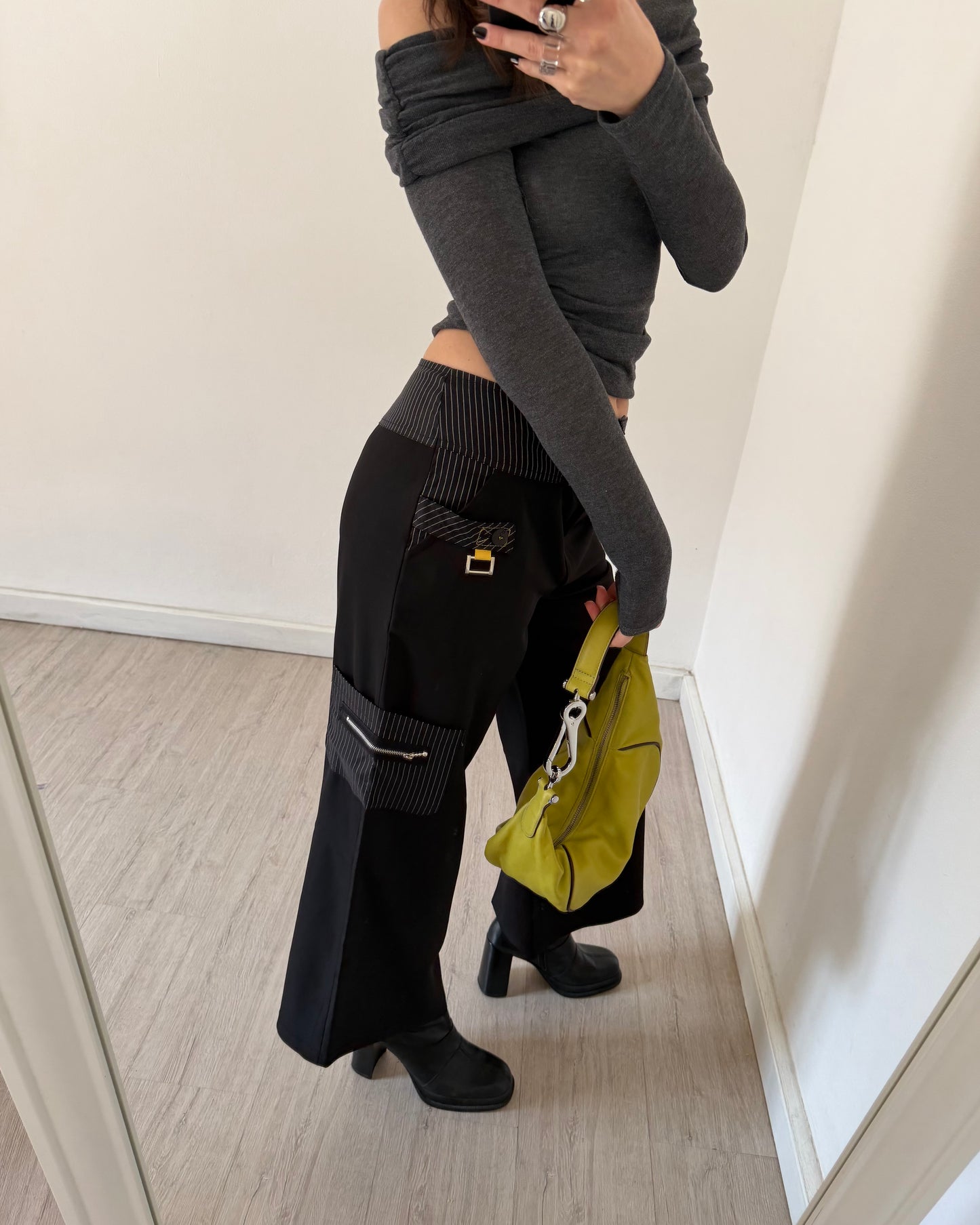 00s wide leg pinstripe trousers