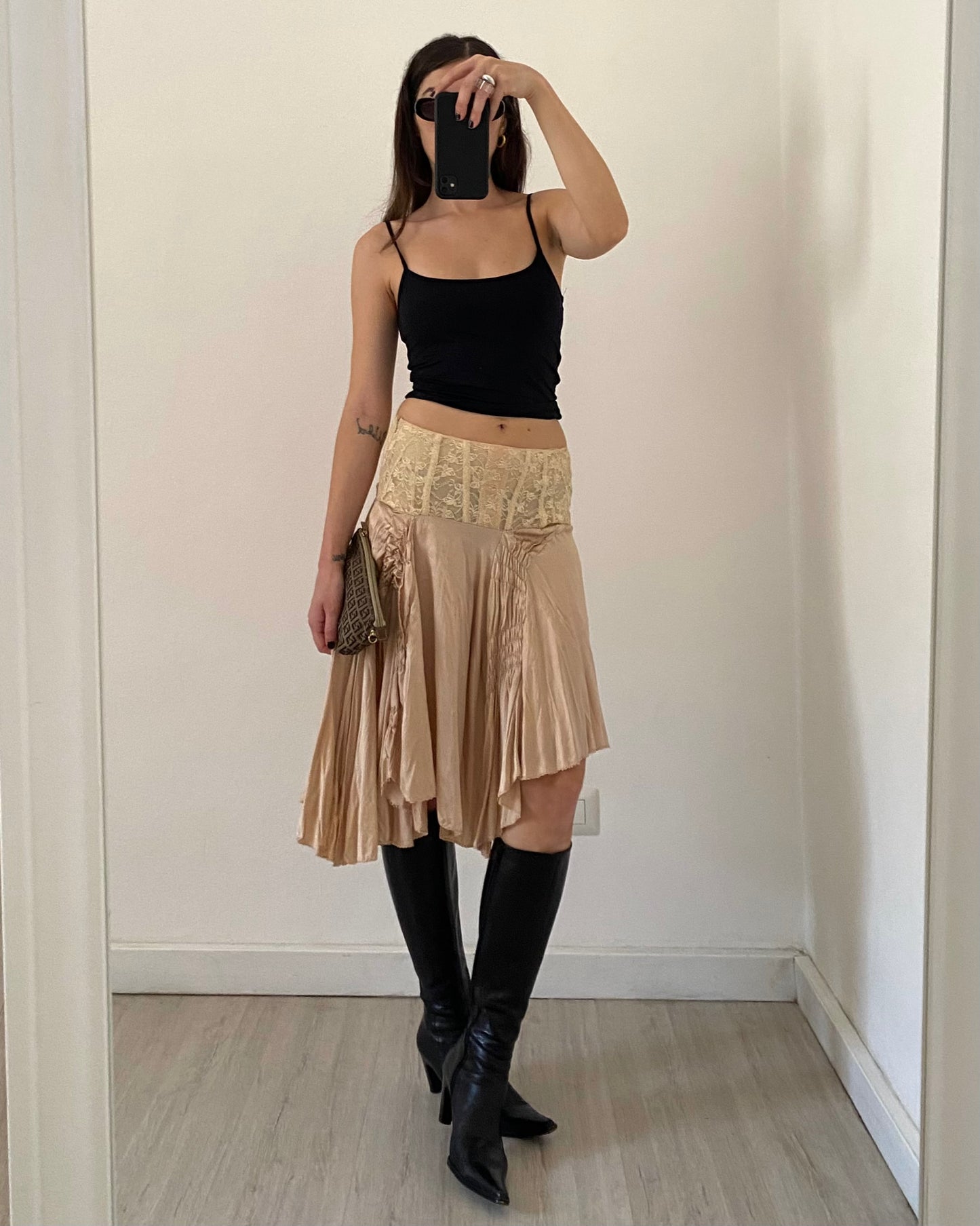 Silk draped skirt